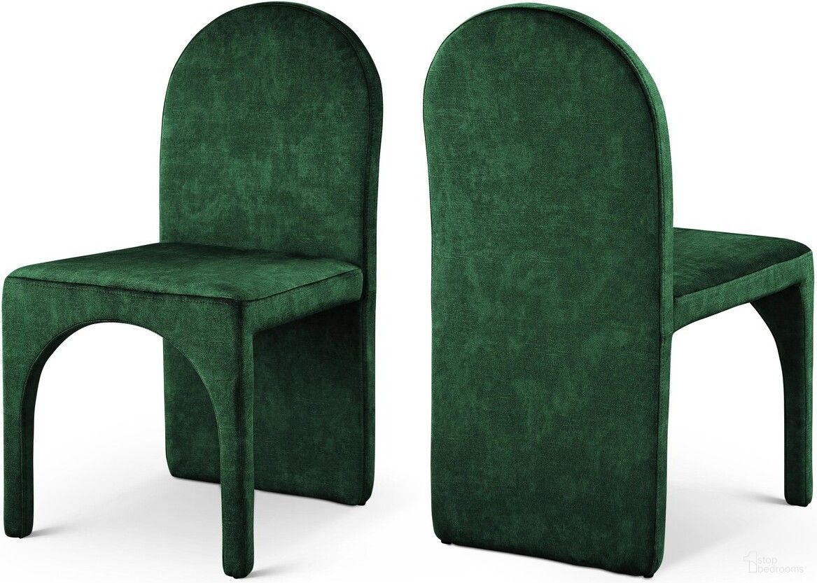 Summer Velvet Dining Side Chair Set of 2 In Green
