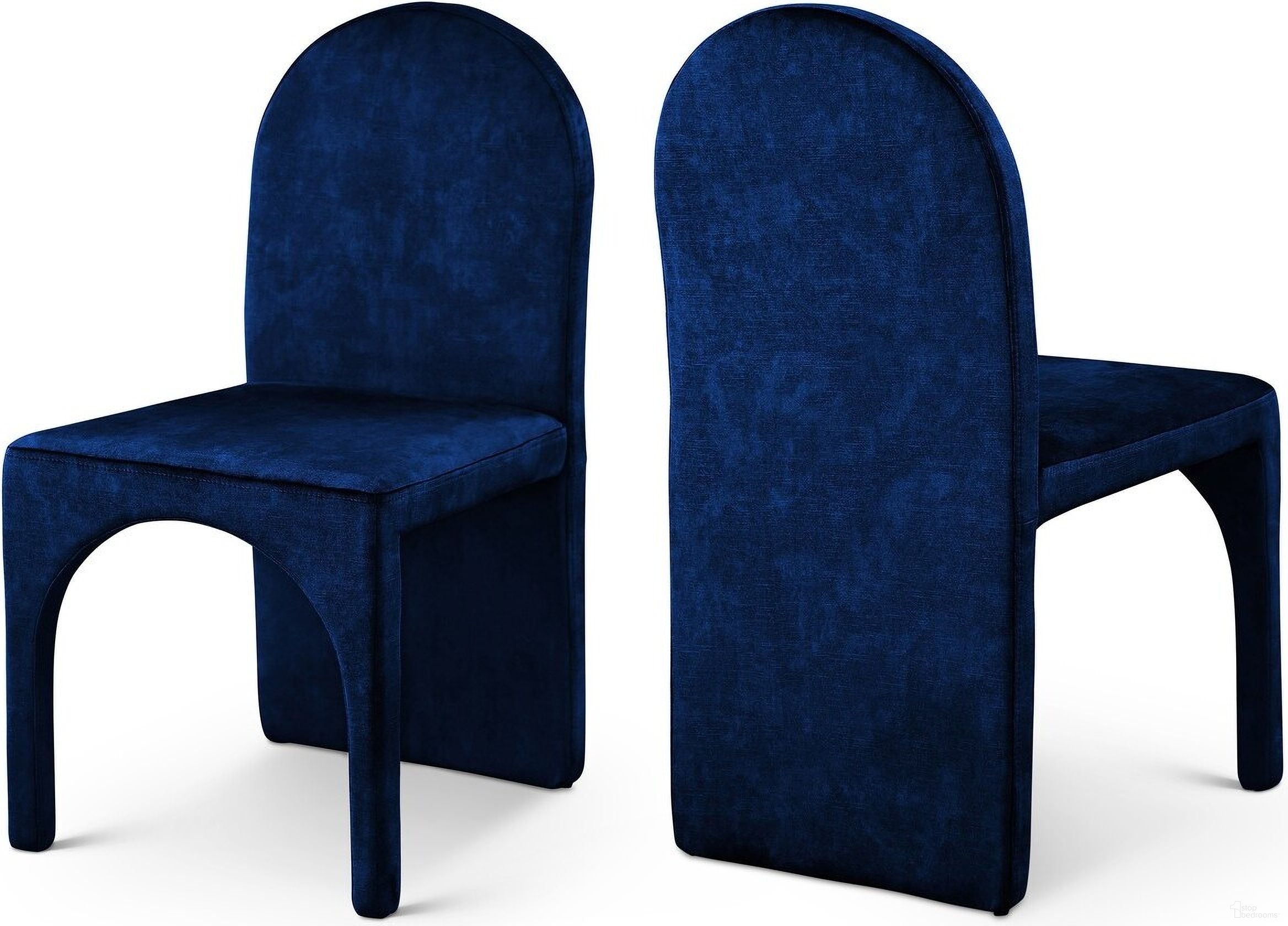 Summer Velvet Dining Side Chair Set of 2 In Navy