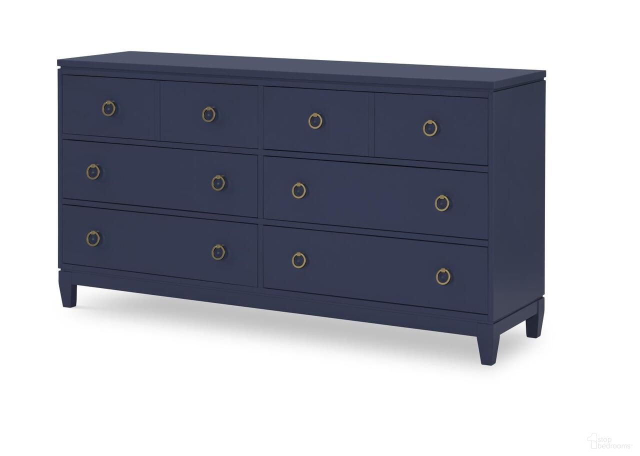 The appearance of Summerland 6 Drawer Dresser In Inkwell Blue designed by Legacy Classic in the transitional interior design. This inkwell blue piece of furniture  was selected by 1StopBedrooms from Summerland Collection to add a touch of cosiness and style into your home. Sku: 1162-1201C. Material: Poplar Solid.