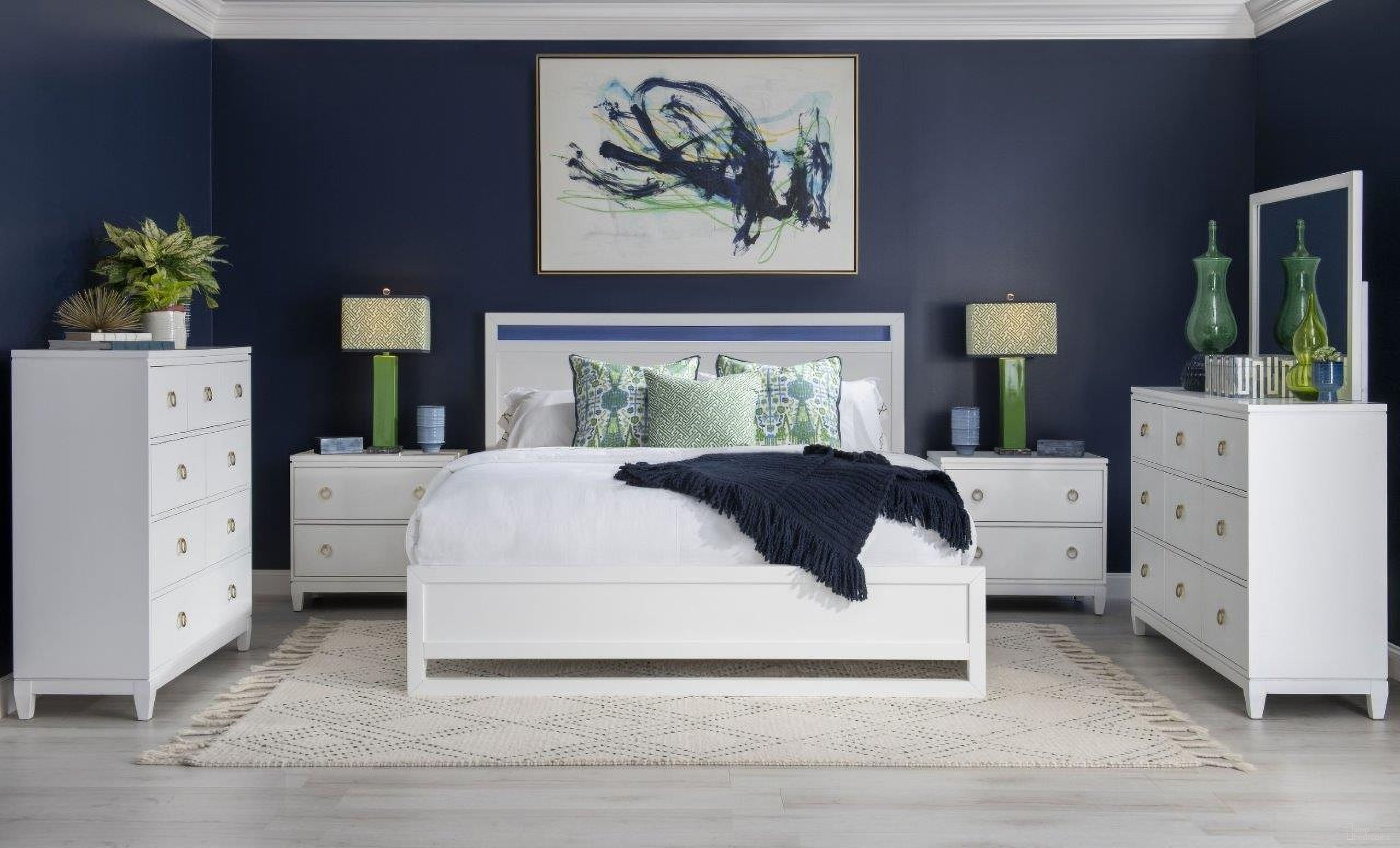 The appearance of Summerland Pure White Panel Bedroom Set designed by Legacy Classic in the modern / contemporary interior design. This white piece of furniture  was selected by 1StopBedrooms from Summerland Collection to add a touch of cosiness and style into your home. Sku: 1160-4105;1160-4115;1160-4901;1160-3101. Bed Type: Panel Bed. Bed Size: Queen. Material: Poplar.
