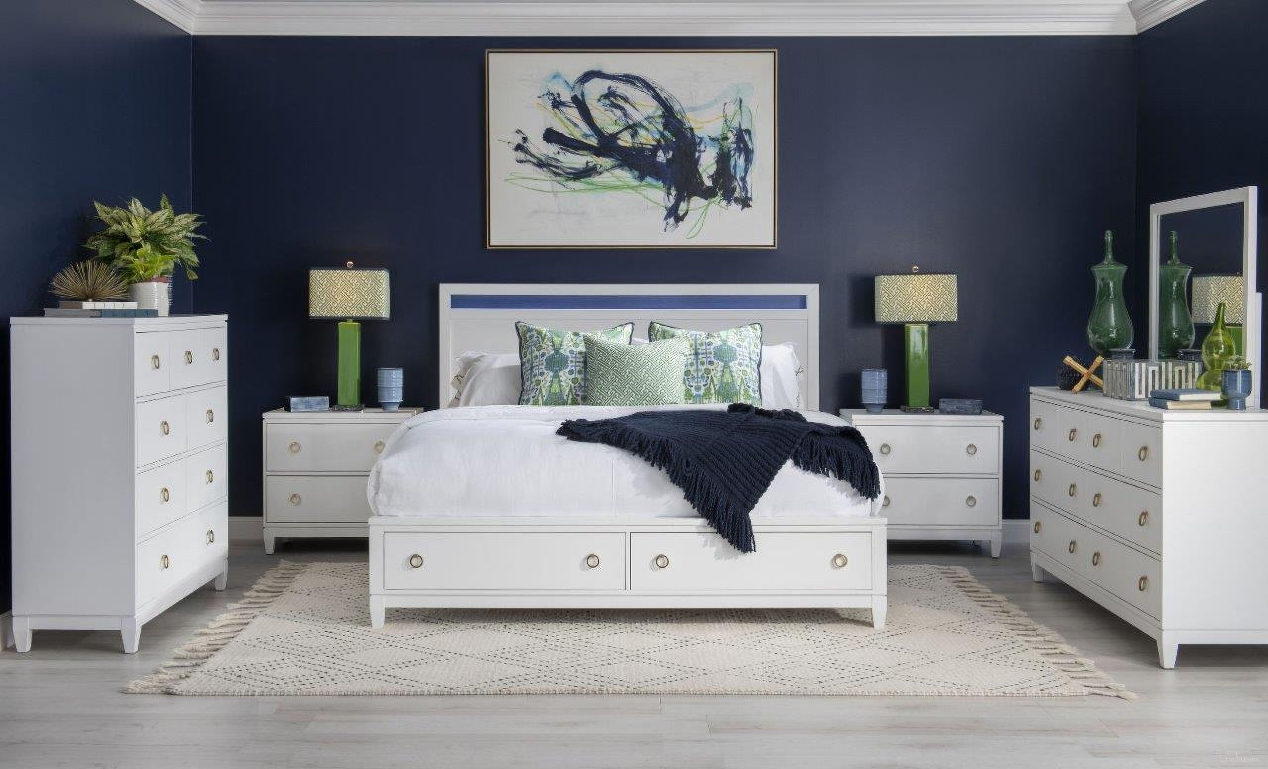 The appearance of Summerland Pure White Storage Panel Bedroom Set designed by Legacy Classic in the modern / contemporary interior design. This white piece of furniture  was selected by 1StopBedrooms from Summerland Collection to add a touch of cosiness and style into your home. Sku: 1160-4105;1160-4235;1160-4904;1160-3101. Bed Type: Panel Bed. Bed Size: Queen. Material: Poplar.