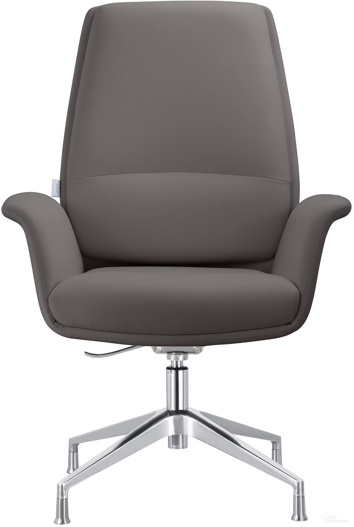 The appearance of Summit Office Chair In Faux Leather and Aluminum Frame with Adjustable Height and Swivel In Grey designed by LeisureMod in the modern / contemporary interior design. This grey piece of furniture was selected by 1StopBedrooms from Summit Collection to add a touch of cosiness and style into your home. Sku: SGO21GRL. Material: Leather.