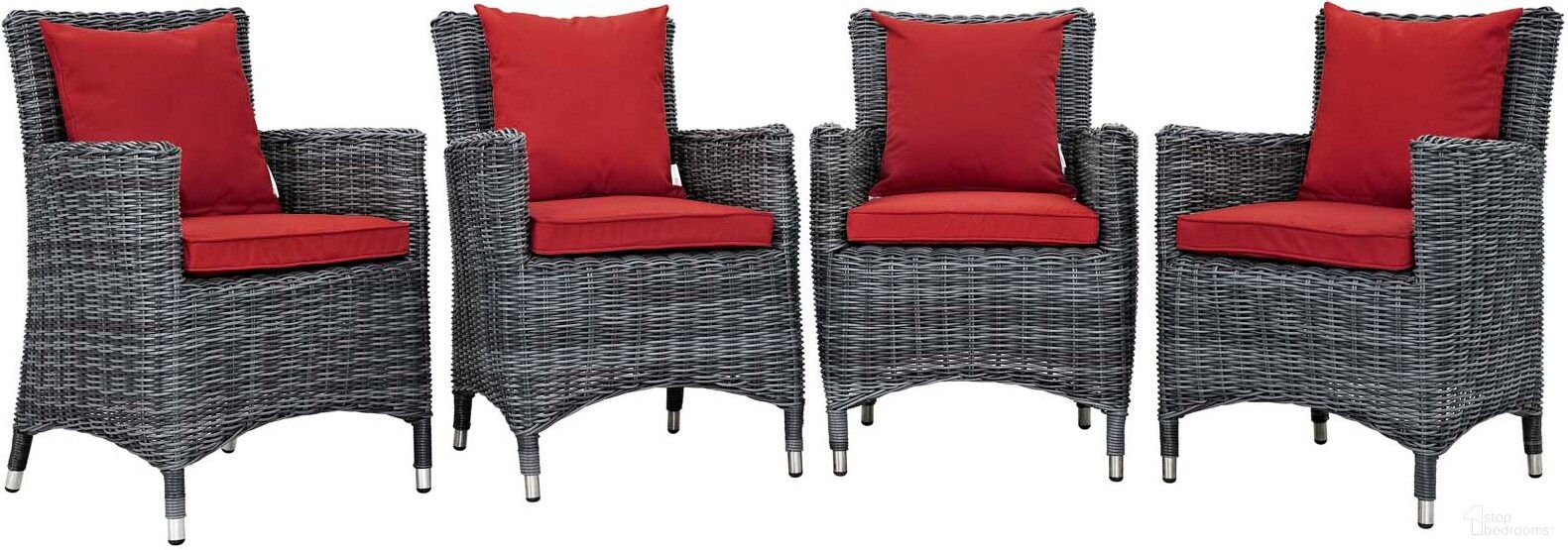 The appearance of Summon Canvas Red 4 Piece Outdoor Patio Sunbrella Dining Set designed by Modway in the modern / contemporary interior design. This canvas red piece of furniture was selected by 1StopBedrooms from Summon Collection to add a touch of cosiness and style into your home. Sku: EEI-1924-CUSHION-RED;EEI-1935-GRY;EEI-1924-CUSHION-RED;EEI-1935-GRY;EEI-1924-CUSHION-RED;EEI-1935-GRY;EEI-1924-CUSHION-RED;EEI-1935-GRY. Material: Rattan.