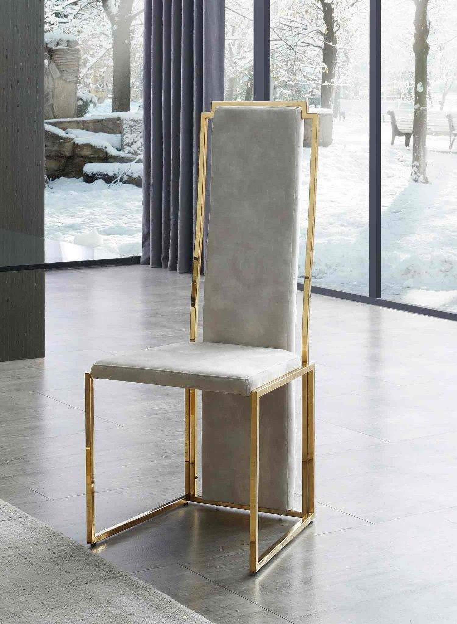 The appearance of Sumo Beige Dining Chair Set of 2 designed by Whiteline Modern Living in the modern / contemporary interior design. This beige piece of furniture was selected by 1StopBedrooms from Sumo Collection to add a touch of cosiness and style into your home. Sku: DC1658F-BEI. Material: Stainless Steel. Chair Type: Side Chair.