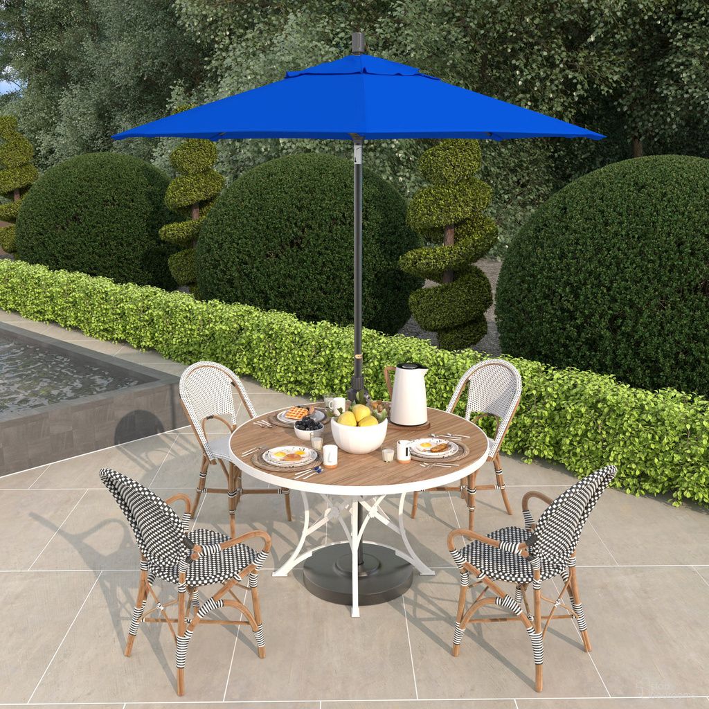 The appearance of Sun Master 7.5' Patio Umbrella with Aluminum Pole Fiberglass Ribs Collar Tilt Crank Lift with Olefin Fabric In Royal Blue and Hammertone Grey designed by California Umbrella in the traditional interior design. This royal blue/hammertone grey piece of furniture was selected by 1StopBedrooms from Sun Master Collection to add a touch of cosiness and style into your home. Sku: GSCUF758010-F03. Material: Aluminum.