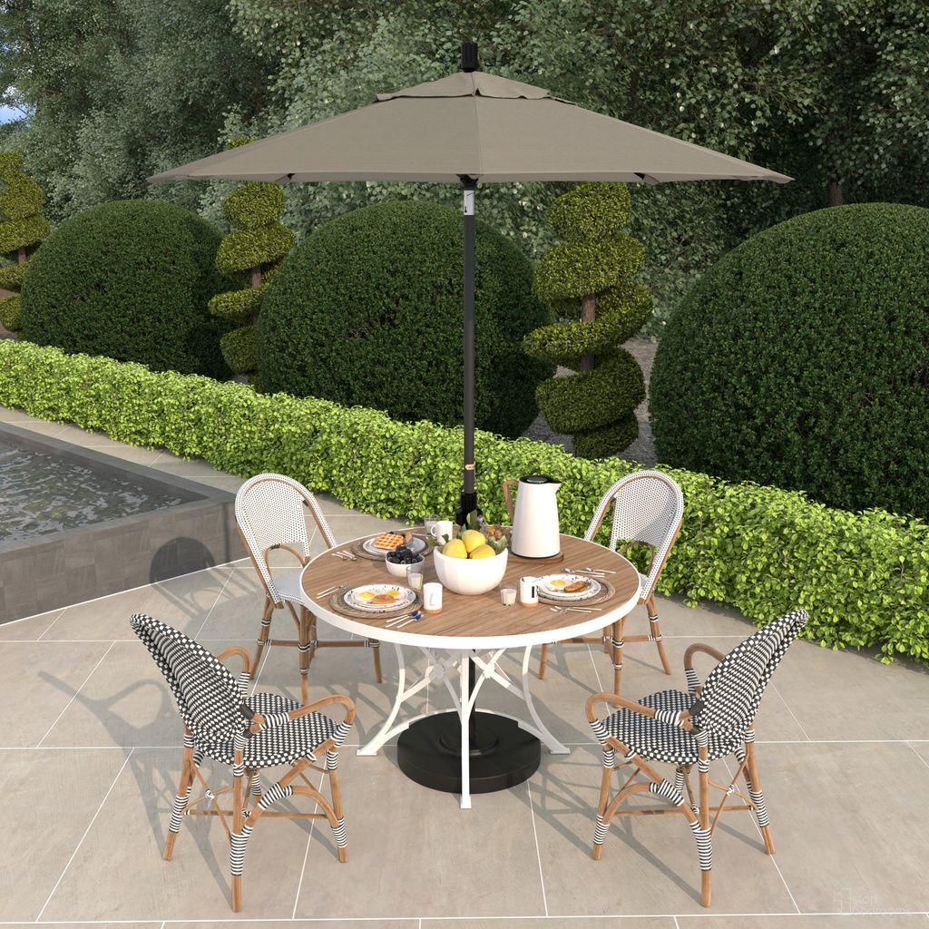 Sun Master 7.5' Patio Umbrella with Aluminum Pole Fiberglass Ribs Collar Tilt Crank Lift with Olefin Fabric In Woven Granite and Matte Black