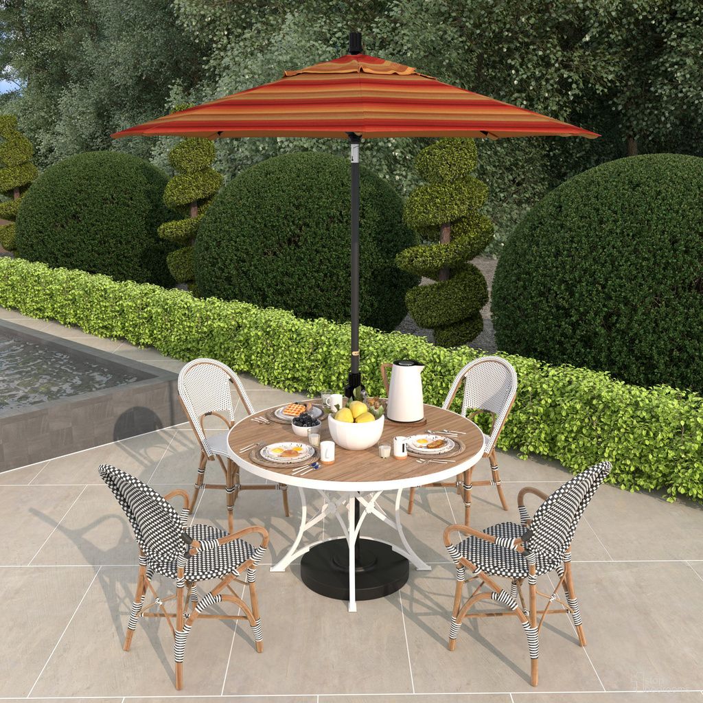 The appearance of Sun Master 7.5' Patio Umbrella with Aluminum Pole Fiberglass Ribs Collar Tilt Crank Lift with Sunbrella Fabric In Astoria Sunset and Matte Black designed by California Umbrella in the traditional interior design. This astoria sunset/matte black piece of furniture was selected by 1StopBedrooms from Sun Master Collection to add a touch of cosiness and style into your home. Sku: GSCUF758705-56095. Material: Aluminum.