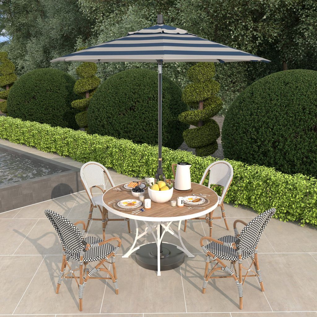The appearance of Sun Master 7.5' Patio Umbrella with Aluminum Pole Fiberglass Ribs Collar Tilt Crank Lift with Sunbrella Fabric In Cabana Regatta and Hammertone Grey designed by California Umbrella in the traditional interior design. This cabana regatta/hammertone grey piece of furniture was selected by 1StopBedrooms from Sun Master Collection to add a touch of cosiness and style into your home. Sku: GSCUF758010-58029. Material: Aluminum.