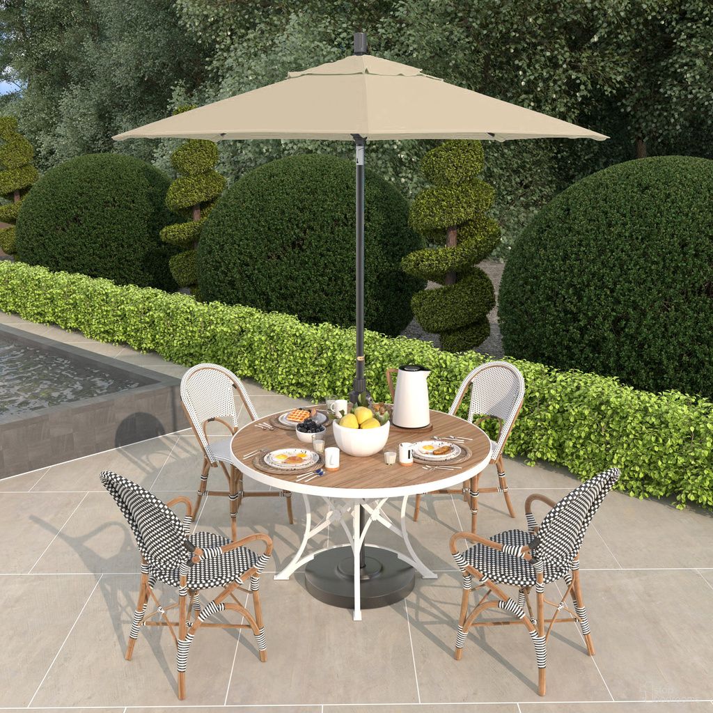 Sun Master 7.5' Patio Umbrella with Aluminum Pole Fiberglass Ribs Collar Tilt Crank Lift with Sunbrella Fabric In Canvas and Hammertone Grey