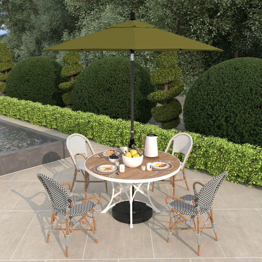 The appearance of Sun Master 7.5' Patio Umbrella with Aluminum Pole Fiberglass Ribs Collar Tilt Crank Lift with Sunbrella Fabric In Spectrum Cilantro and Matte Black designed by California Umbrella in the traditional interior design. This spectrum cilantro/matte black piece of furniture  was selected by 1StopBedrooms from Sun Master Collection to add a touch of cosiness and style into your home. Sku: GSCUF758705-48022. Material: Aluminum.