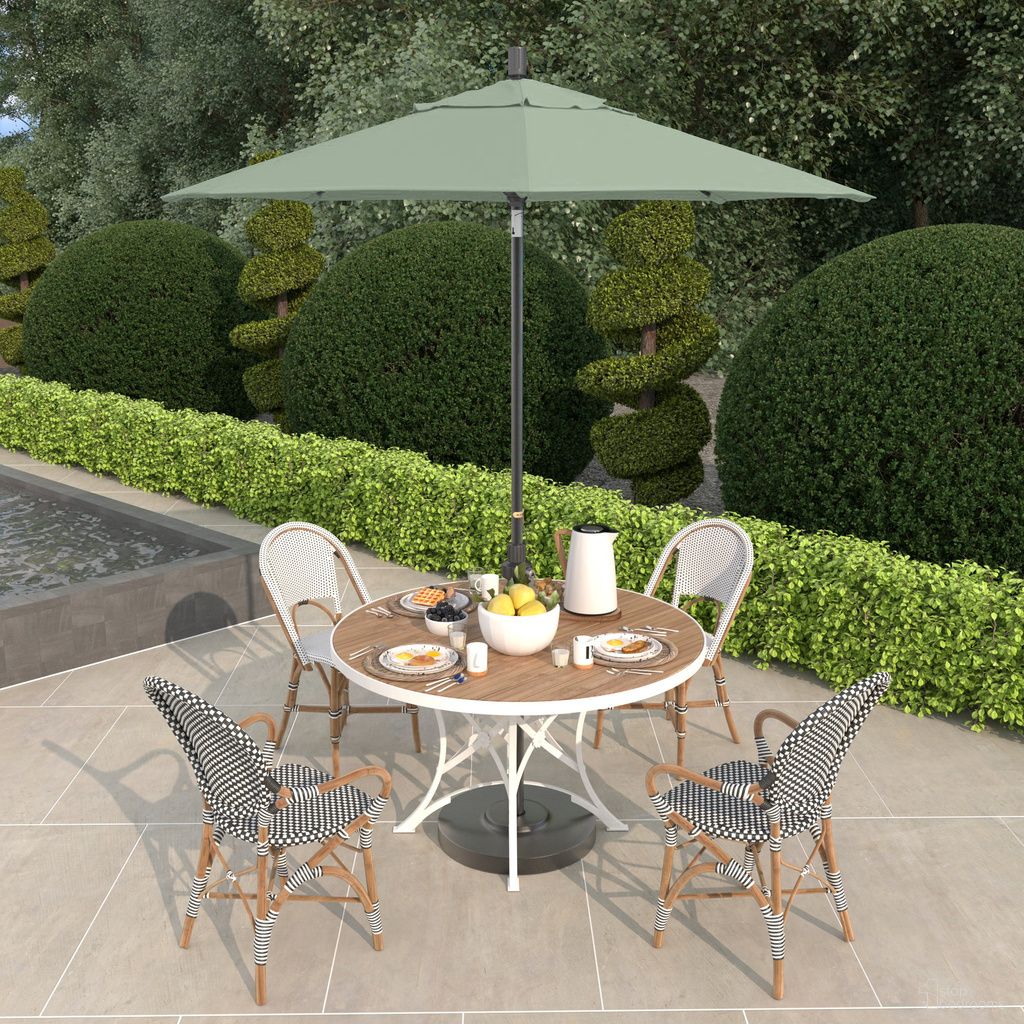 The appearance of Sun Master 7.5' Patio Umbrella with Aluminum Pole Fiberglass Ribs Collar Tilt Crank Lift with Sunbrella Fabric In Spectrum Mist and Hammertone Grey designed by California Umbrella in the traditional interior design. This spectrum mist/hammertone grey piece of furniture  was selected by 1StopBedrooms from Sun Master Collection to add a touch of cosiness and style into your home. Sku: GSCUF758010-48020. Material: Aluminum.