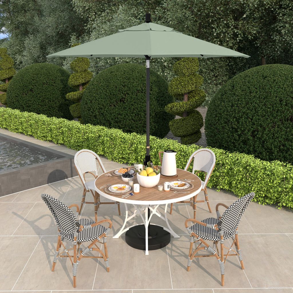The appearance of Sun Master 7.5' Patio Umbrella with Aluminum Pole Fiberglass Ribs Collar Tilt Crank Lift with Sunbrella Fabric In Spectrum Mist and Matte Black designed by California Umbrella in the traditional interior design. This spectrum mist/matte black piece of furniture  was selected by 1StopBedrooms from Sun Master Collection to add a touch of cosiness and style into your home. Sku: GSCUF758705-48020. Material: Aluminum.