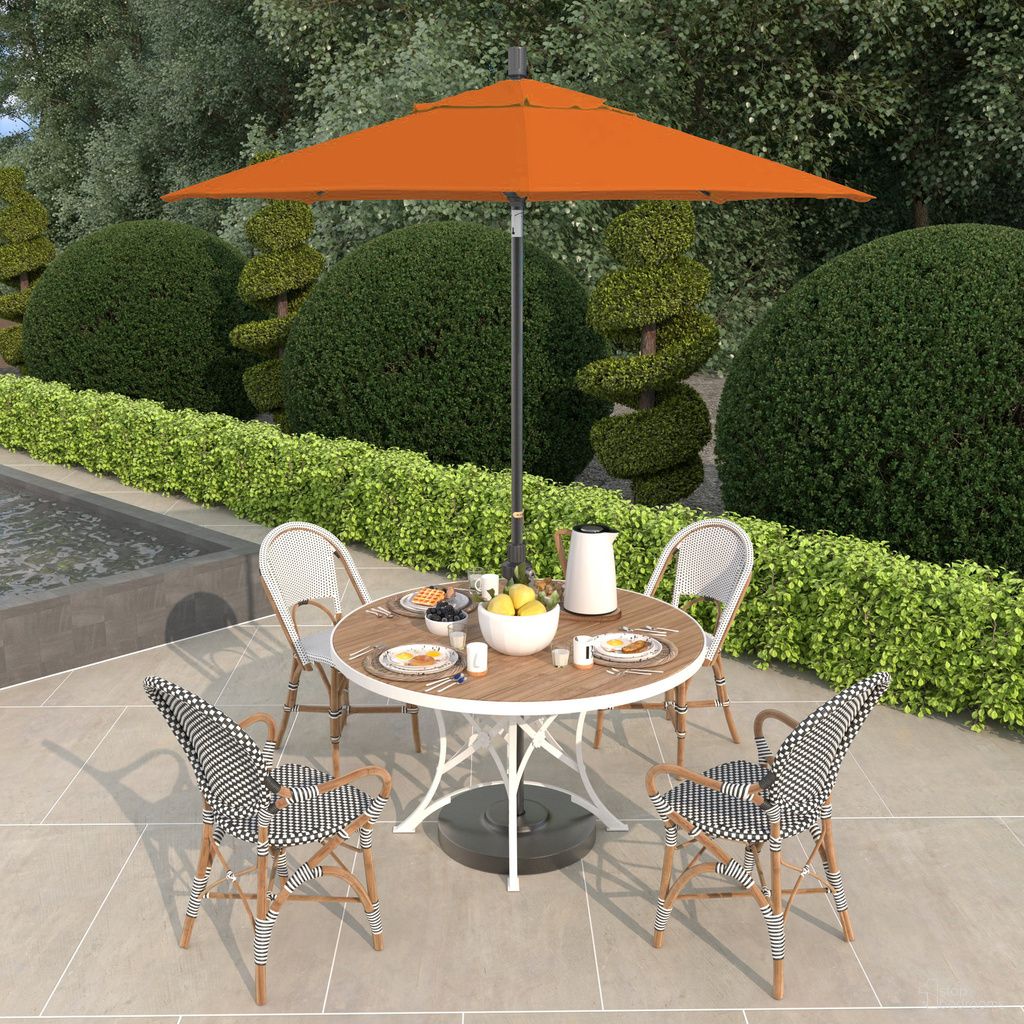 Sun Master 7.5' Patio Umbrella with Aluminum Pole Fiberglass Ribs Collar Tilt Crank Lift with Sunbrella Fabric In Tangerine and Hammertone Grey