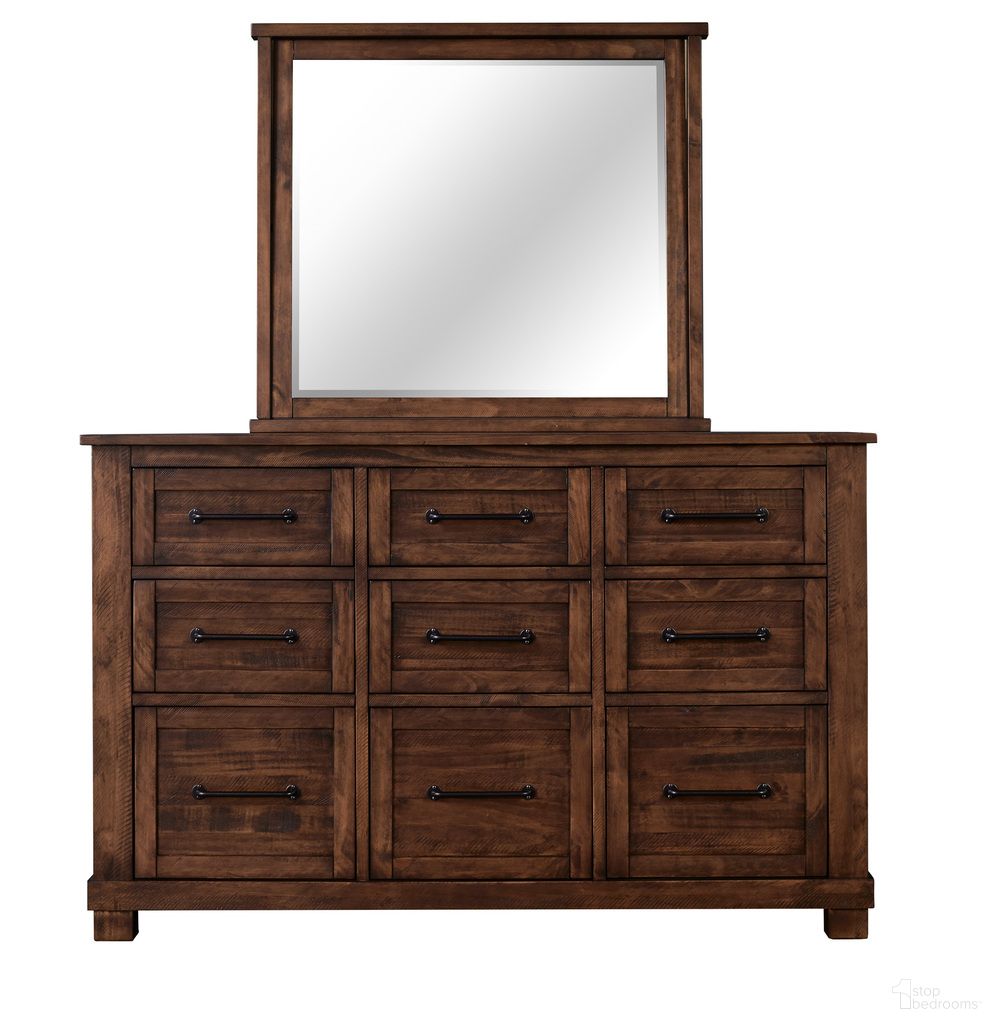 The appearance of Sun Valley Rustic Timber 9 Drawer Dresser designed by A-America in the rustic / southwestern interior design. This brown piece of furniture was selected by 1StopBedrooms from Sun Valley Collection to add a touch of cosiness and style into your home. Sku: SUVRT5510. Material: Pine.