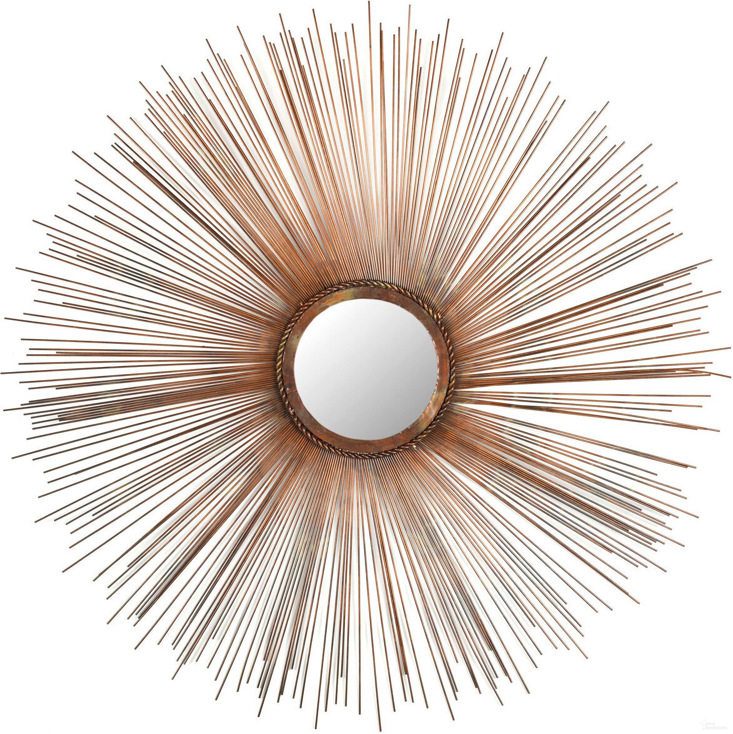 The appearance of Sunburst Mirror designed by Safavieh in the modern / contemporary interior design. This copper piece of furniture was selected by 1StopBedrooms from Sunburst Collection to add a touch of cosiness and style into your home. Sku: MIR3002A. Material: Iron.