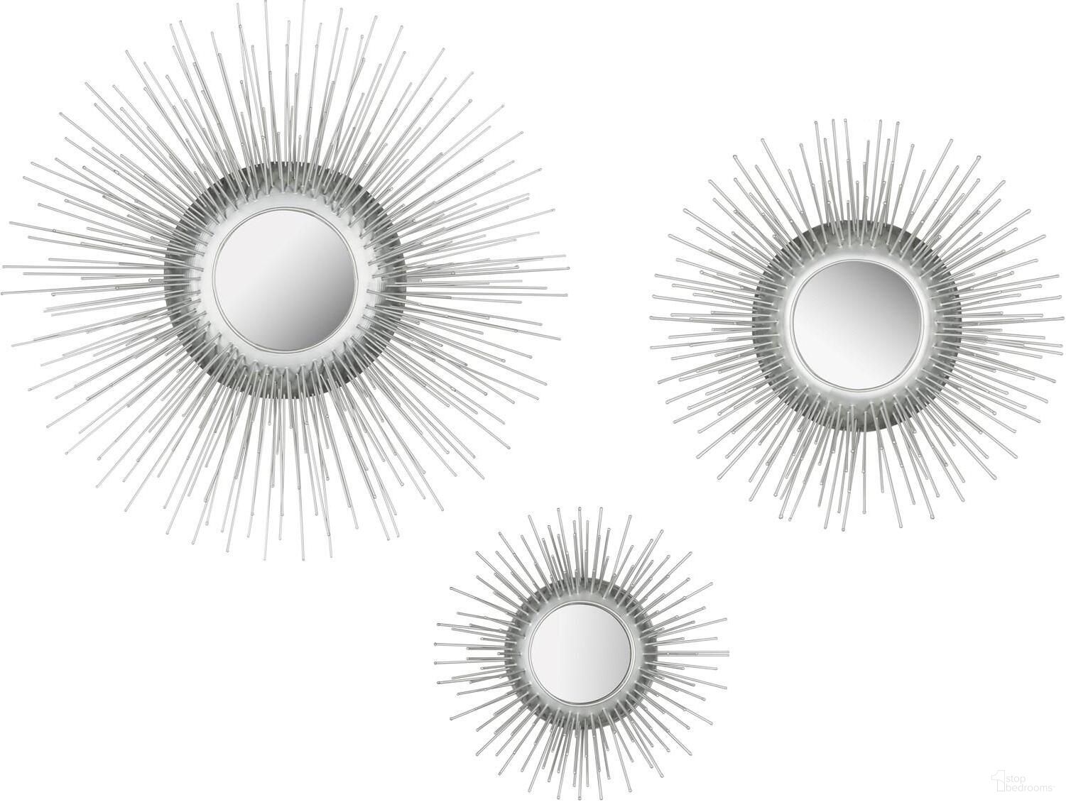 The appearance of Sunburst Triptych Mirror Set Of 3 MIR4038B designed by Safavieh in the transitional interior design. This silver piece of furniture was selected by 1StopBedrooms from Sunburst Collection to add a touch of cosiness and style into your home. Sku: MIR4038B. Material: Iron.