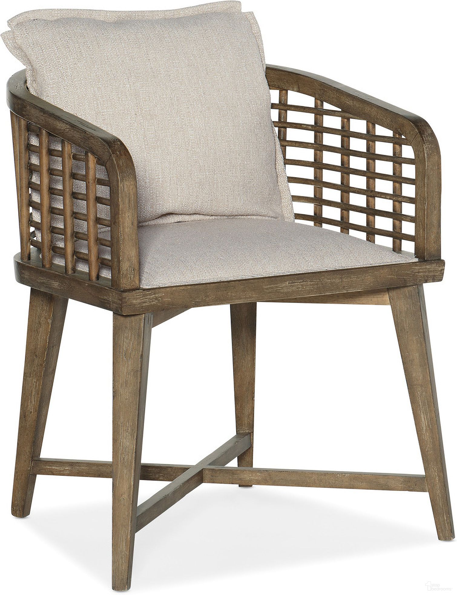 The appearance of Sundance Barrel Back Chair designed by Hooker in the transitional interior design. This beige piece of furniture  was selected by 1StopBedrooms from Sundance Collection to add a touch of cosiness and style into your home. Sku: 6015-75600-89. Material: Fabric. Chair Type: Arm Chair.