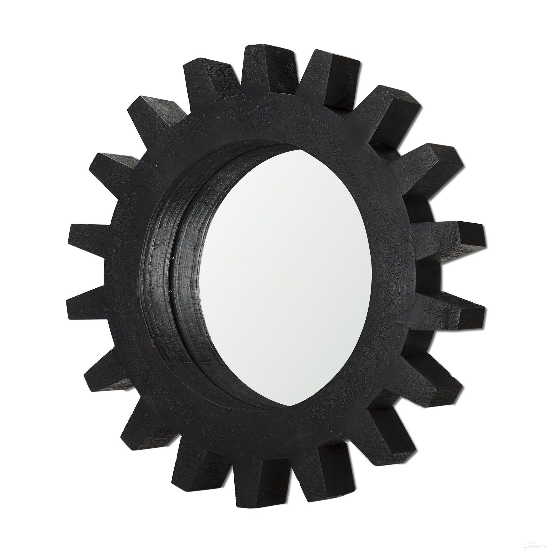 The appearance of Sundance Cog 17 Inch Wood Round Frame Mirror In Black designed by Mercana in the industrial interior design. This black piece of furniture was selected by 1StopBedrooms from Cog Collection to add a touch of cosiness and style into your home. Sku: 37248. Material: Wood.