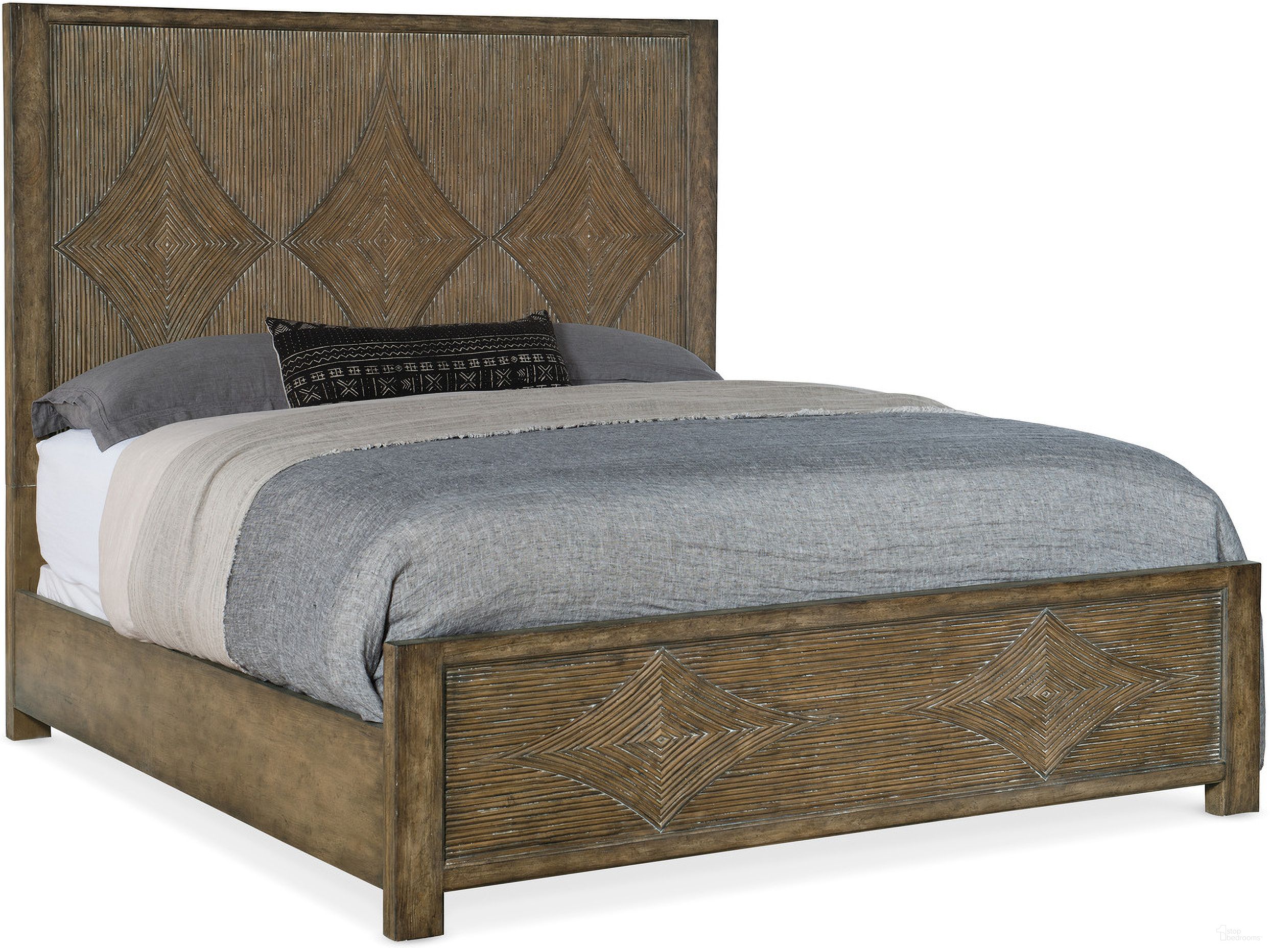 The appearance of Sundance Queen Panel Bed designed by Hooker in the transitional interior design. This dark wood piece of furniture  was selected by 1StopBedrooms from Sundance Collection to add a touch of cosiness and style into your home. Sku: 6015-90351-89;6015-90352-89;6015-90353-89. Bed Type: Panel Bed. Bed Size: Queen. Material: Veneer.