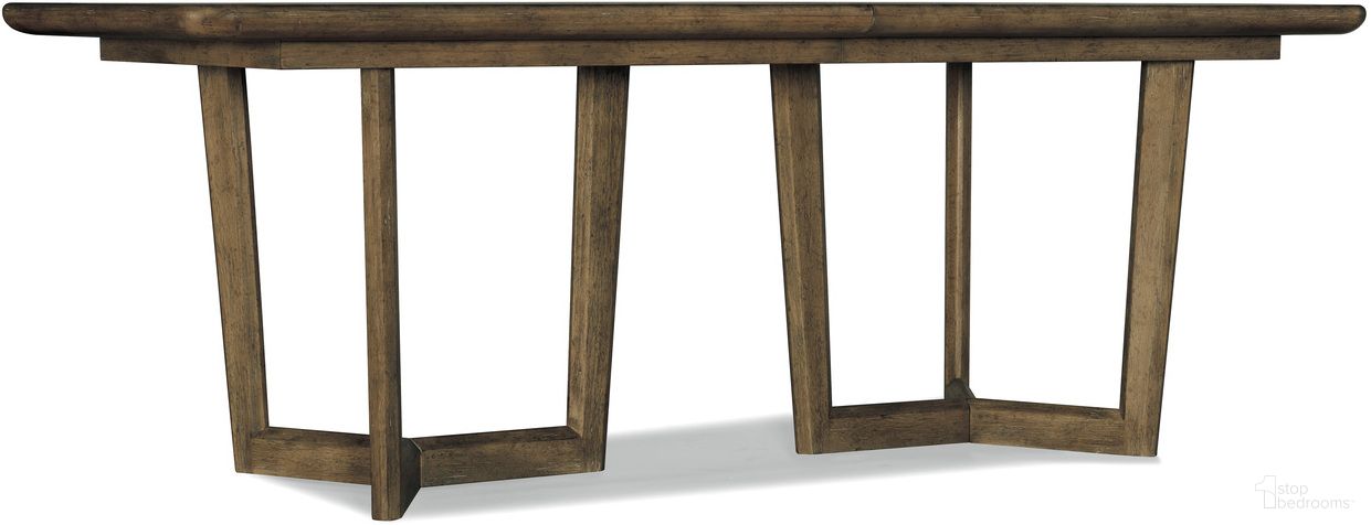 The appearance of Sundance Rectangle Dining Table with Two 18 inch Leaf In Dark Wood designed by Hooker in the transitional interior design. This dark wood piece of furniture  was selected by 1StopBedrooms from Sundance Collection to add a touch of cosiness and style into your home. Sku: 6015-75217-89. Table Base Style: Double Pedestal. Table Top Shape: Rectangular. Material: Veneer. Size: 42" x 82".