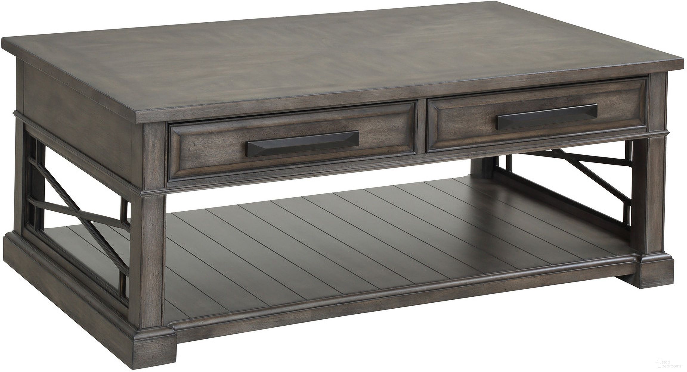 The appearance of Sundance Smokey Gray Cocktail Table designed by Parker House in the transitional interior design. This smokey gray piece of furniture was selected by 1StopBedrooms from Sundance Collection to add a touch of cosiness and style into your home. Sku: SUN#01-SGR. Material: Poplar Solid.