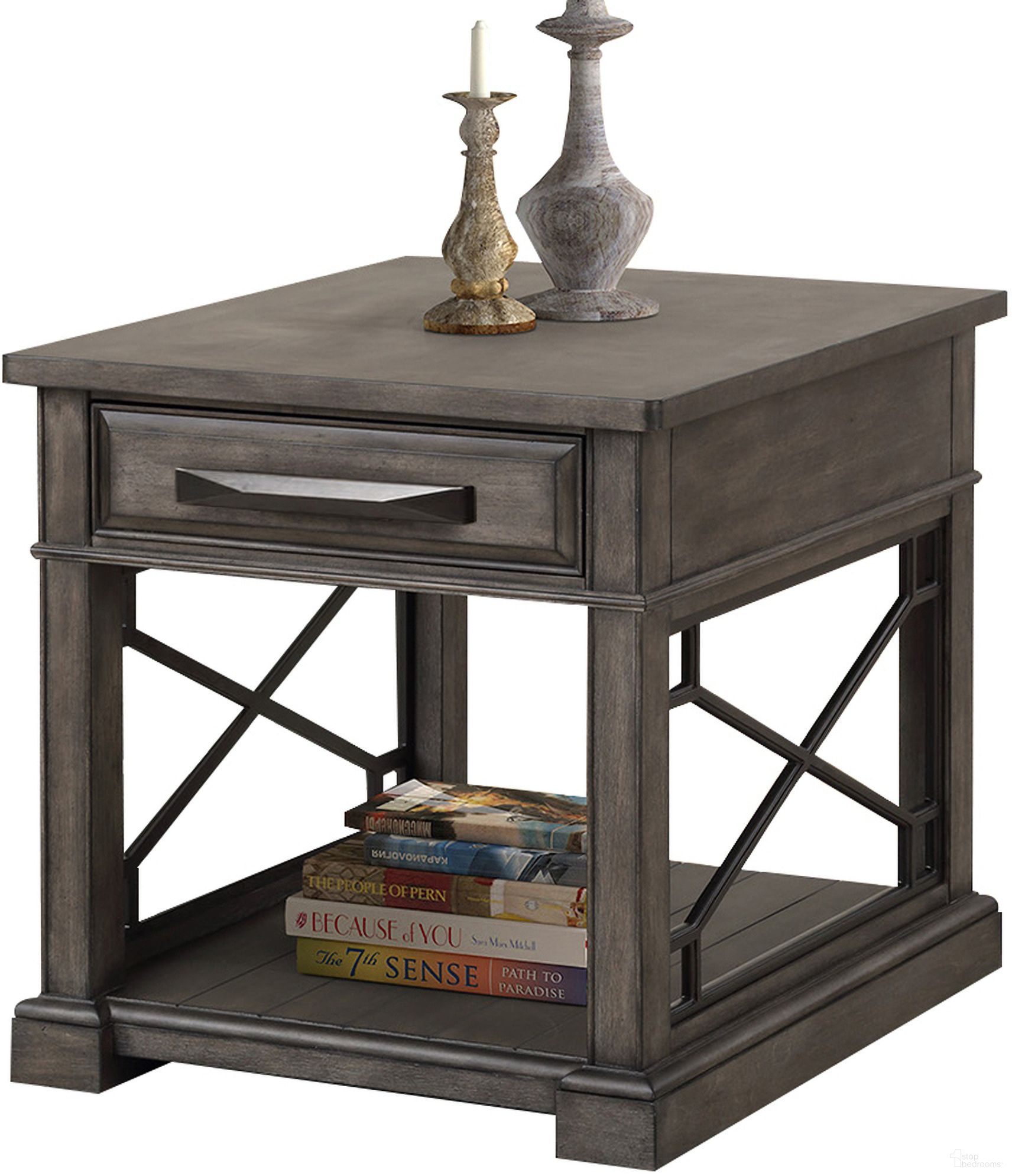 The appearance of Sundance Smokey Gray End Table designed by Parker House in the transitional interior design. This smokey gray piece of furniture was selected by 1StopBedrooms from Sundance Collection to add a touch of cosiness and style into your home. Sku: SUN#02-SGR. Material: Poplar Solid.