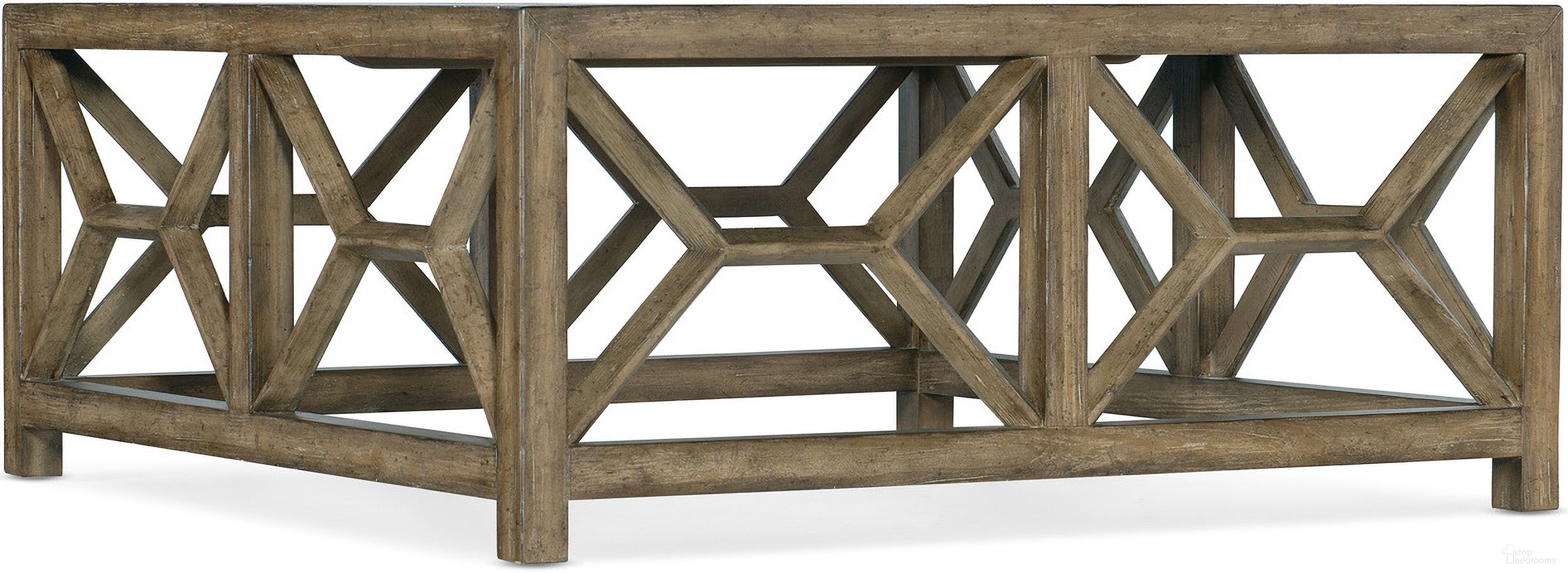 The appearance of Sundance Square Coffee Table designed by Hooker in the transitional interior design. This dark wood piece of furniture  was selected by 1StopBedrooms from Sundance Collection to add a touch of cosiness and style into your home. Sku: 6015-80111-89. Material: Hardwood.