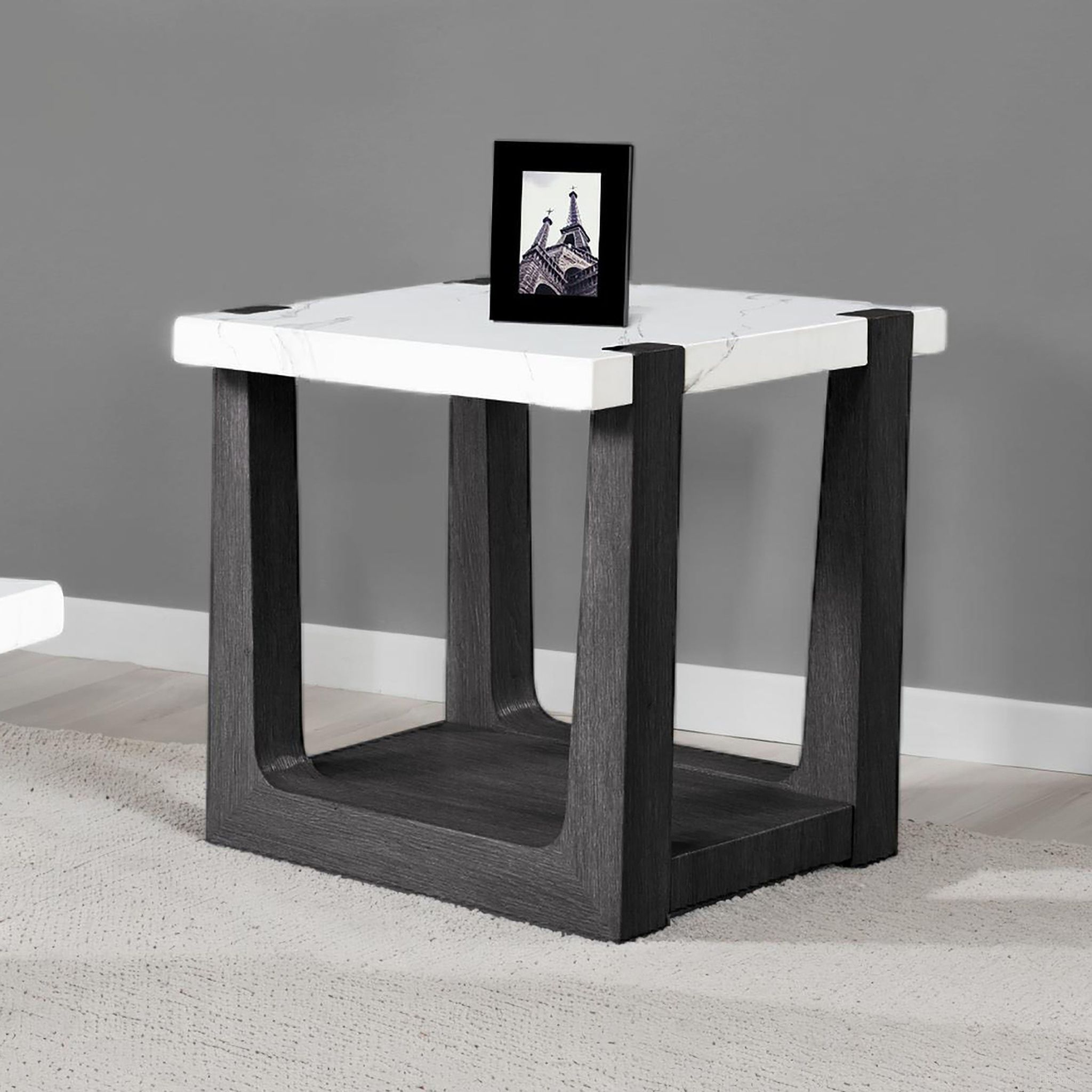 The appearance of Sundbry End Table In White and Black designed by Furniture of America in the modern / contemporary interior design. This white/black piece of furniture  was selected by 1StopBedrooms from Sundbry Collection to add a touch of cosiness and style into your home. Sku: FM44010BK-E. Material: MDF.