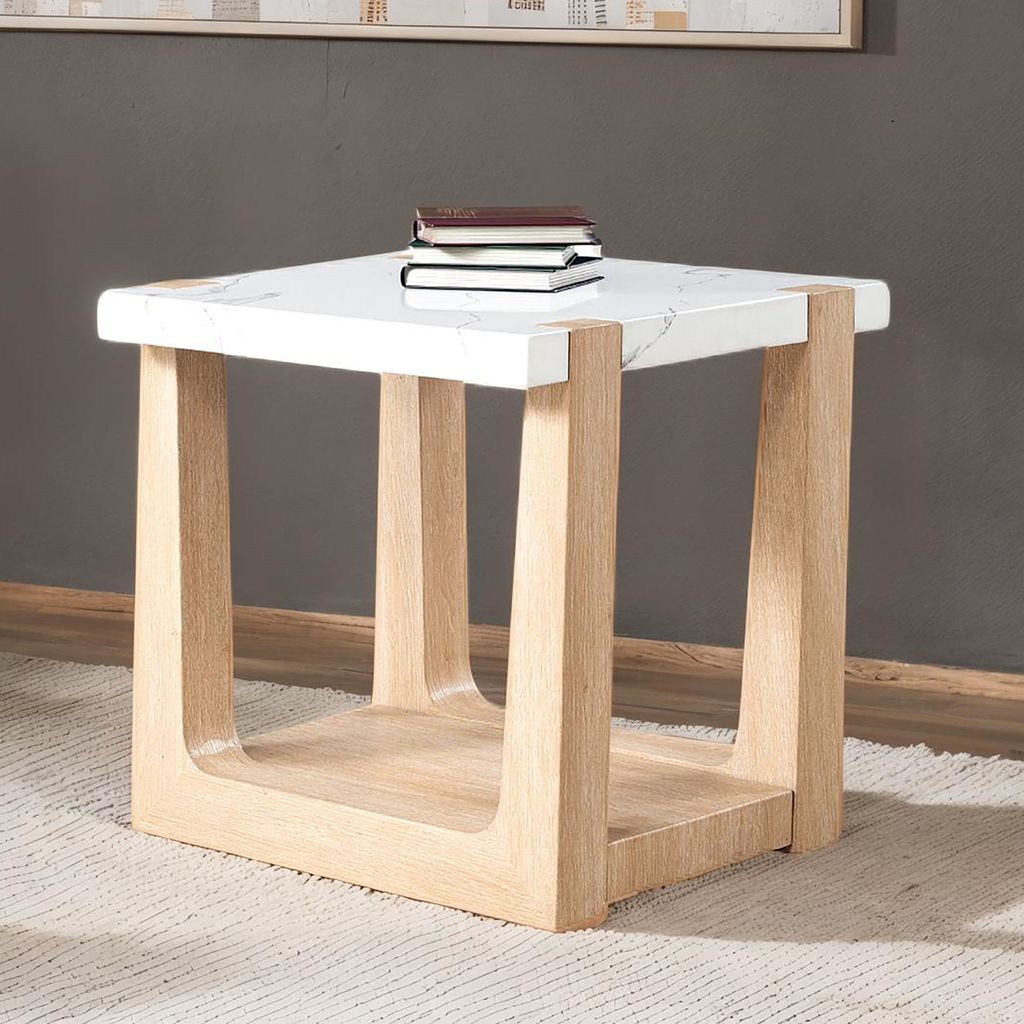 The appearance of Sundbry End Table In White and Natural designed by Furniture of America in the modern / contemporary interior design. This white/natural piece of furniture  was selected by 1StopBedrooms from Sundbry Collection to add a touch of cosiness and style into your home. Sku: FM44010NT-E. Material: MDF.