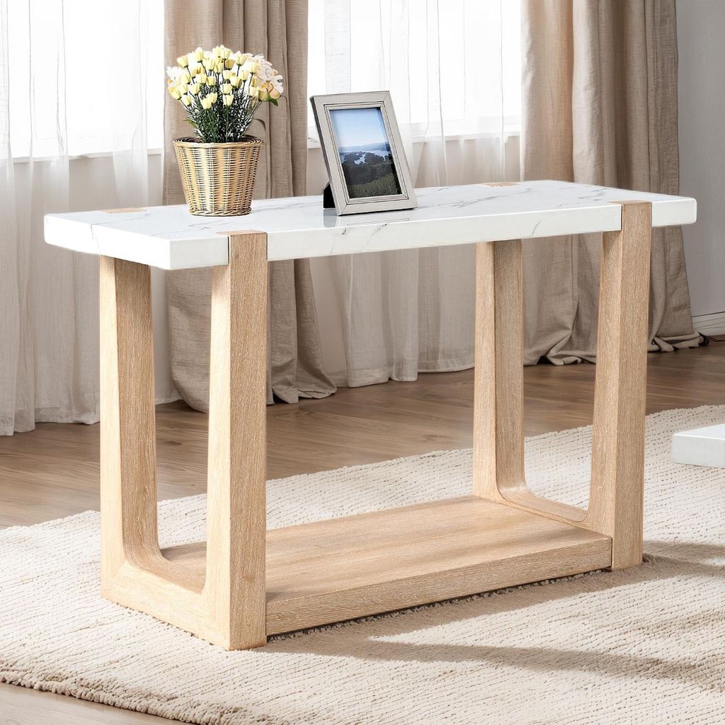 The appearance of Sundbry Sofa Table In White and Natural designed by Furniture of America in the modern / contemporary interior design. This white/natural piece of furniture  was selected by 1StopBedrooms from Sundbry Collection to add a touch of cosiness and style into your home. Sku: FM44010NT-S. Material: MDF.