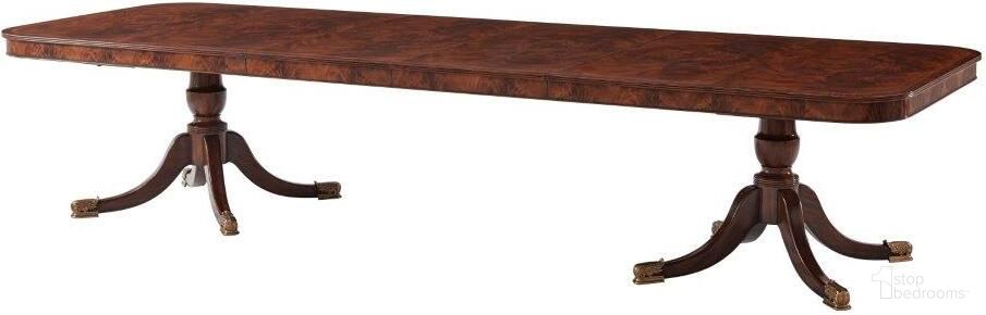 The appearance of Sunderland Dinner Party Dining Table designed by Theodore Alexander in the traditional interior design. This  piece of furniture  was selected by 1StopBedrooms from Althorp Living History Collection to add a touch of cosiness and style into your home. Sku: AL54031. Table Base Style: Double Pedestal. Material: Wood. Table Top Shape: Rectangular. Size: 48" x 144".