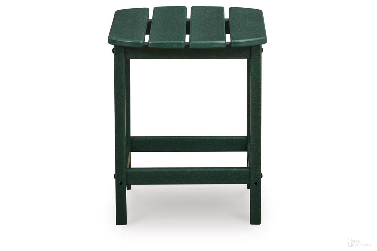 The appearance of Sundown Treasure Outdoor End Table In Green designed by Signature Design by Ashley in the modern / contemporary interior design. This green piece of furniture  was selected by 1StopBedrooms from Sundown Treasure Collection to add a touch of cosiness and style into your home. Sku: NCP007-703.