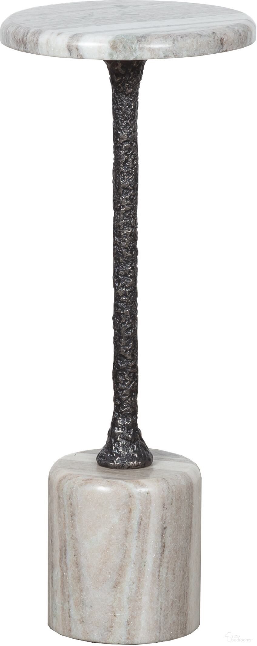 The appearance of Sundries Fleur Drink Table In Black and Warm Grey designed by Fairfield Chair in the transitional interior design. This black and warm grey piece of furniture  was selected by 1StopBedrooms from Sundries Collection to add a touch of cosiness and style into your home. Sku: 8023-88. Material: Aluminum.