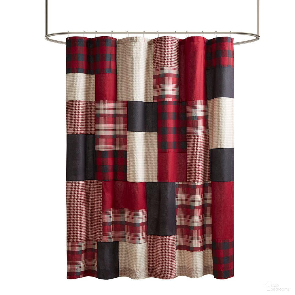 The appearance of Sunset Cotton Shower Curtain In Red designed by Olliix in the cabin / lodge interior design. This red piece of furniture  was selected by 1StopBedrooms from Sunset Collection to add a touch of cosiness and style into your home. Sku: WR70-1814. Material: Cotton.