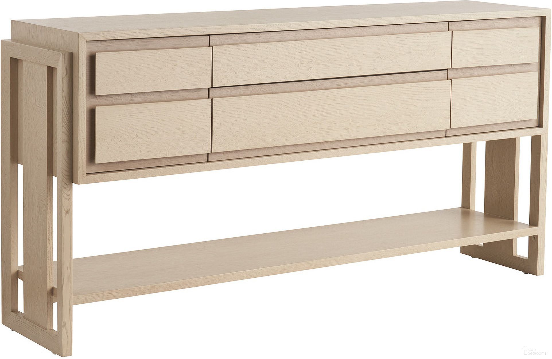 The appearance of Sunset Key Beckley Sideboard In Sand Drift designed by Tommy Bahama in the modern / contemporary interior design. This sand drift piece of furniture was selected by 1StopBedrooms from Sunset Key Collection to add a touch of cosiness and style into your home. Sku: 578-869. Material: Wood.