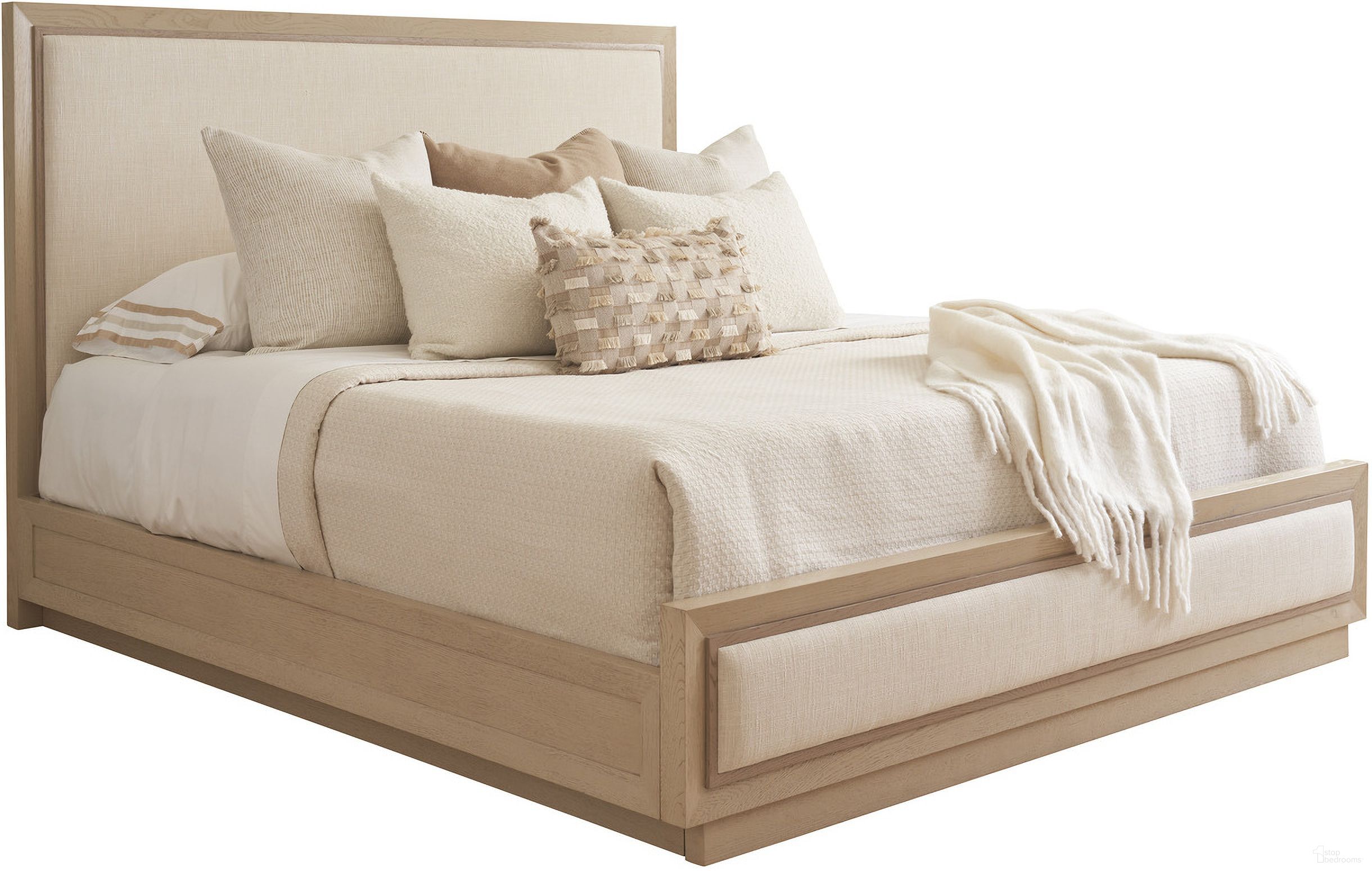 The appearance of Sunset Key Grayson King Upholstered Bed In Sand Drift designed by Tommy Bahama in the modern / contemporary interior design. This sand drift piece of furniture  was selected by 1StopBedrooms from Sunset Key Collection to add a touch of cosiness and style into your home. Sku: 578-144C. Material: Fabric. Bed Size: King. Bed Type: Upholstered Bed.
