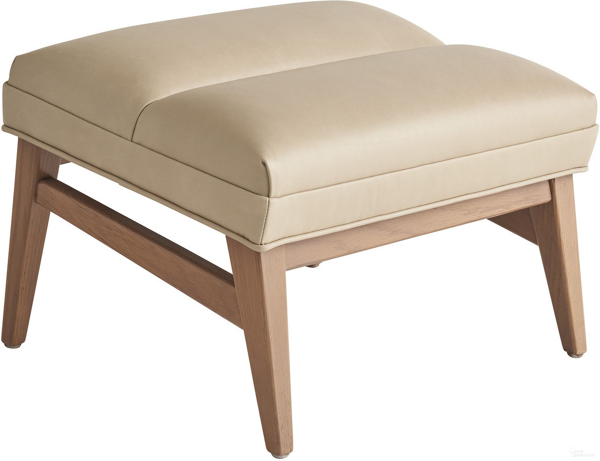 The appearance of Sunset Key Hayley Leather Ottoman In Champagne designed by Tommy Bahama in the modern / contemporary interior design. This champagne piece of furniture  was selected by 1StopBedrooms from Sunset Key Collection to add a touch of cosiness and style into your home. Sku: LL1626-44-40.