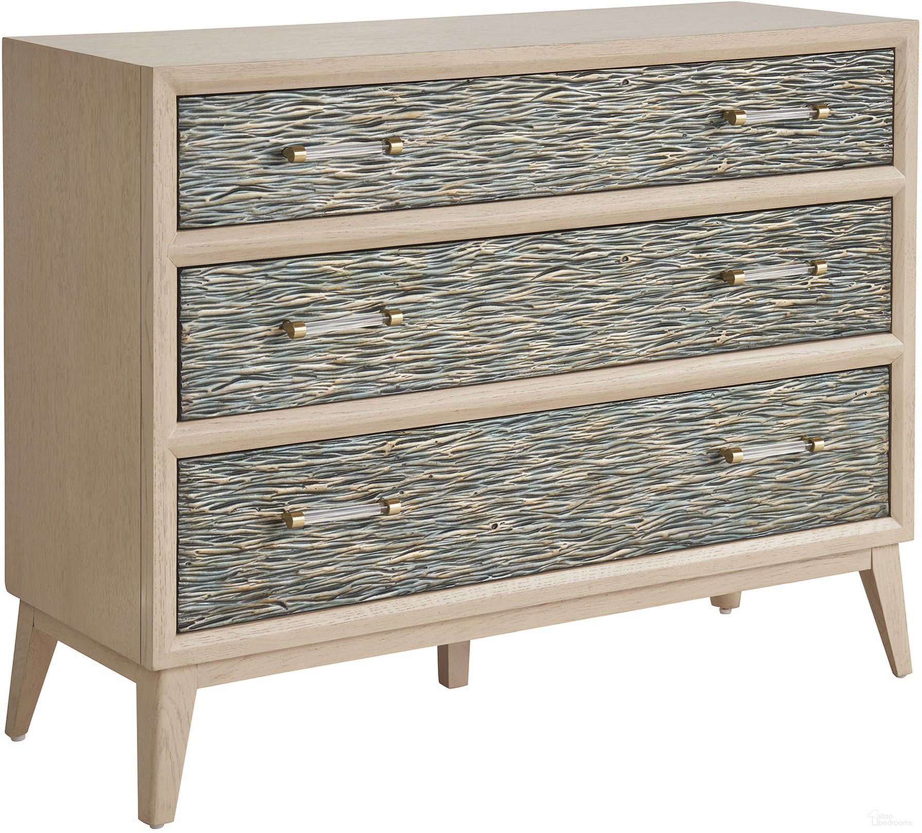 The appearance of Sunset Key Kenan Hall Chest In Sand Drift designed by Tommy Bahama in the modern / contemporary interior design. This sand drift piece of furniture  was selected by 1StopBedrooms from Sunset Key Collection to add a touch of cosiness and style into your home. Sku: 578-973. Material: Wood.