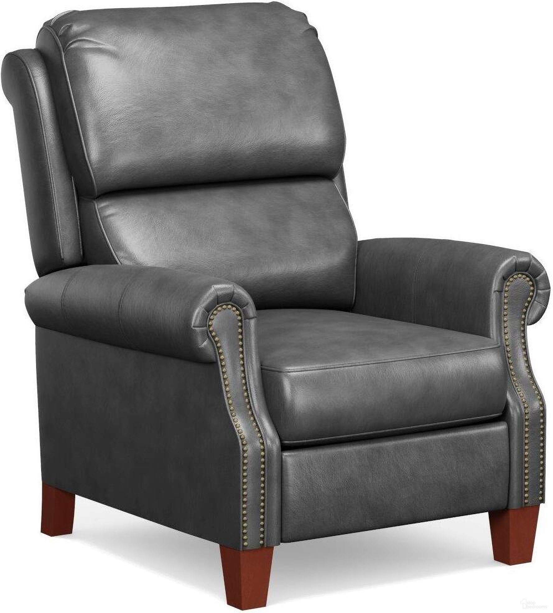 The appearance of Sunset Trading Alexander Pushback Leather Recliner Dark Gray designed by Sunset Trading in the traditional interior design. This dark gray piece of furniture was selected by 1StopBedrooms from Alexander Collection to add a touch of cosiness and style into your home. Sku: SY-689-86-9307-97. Material: Wood.