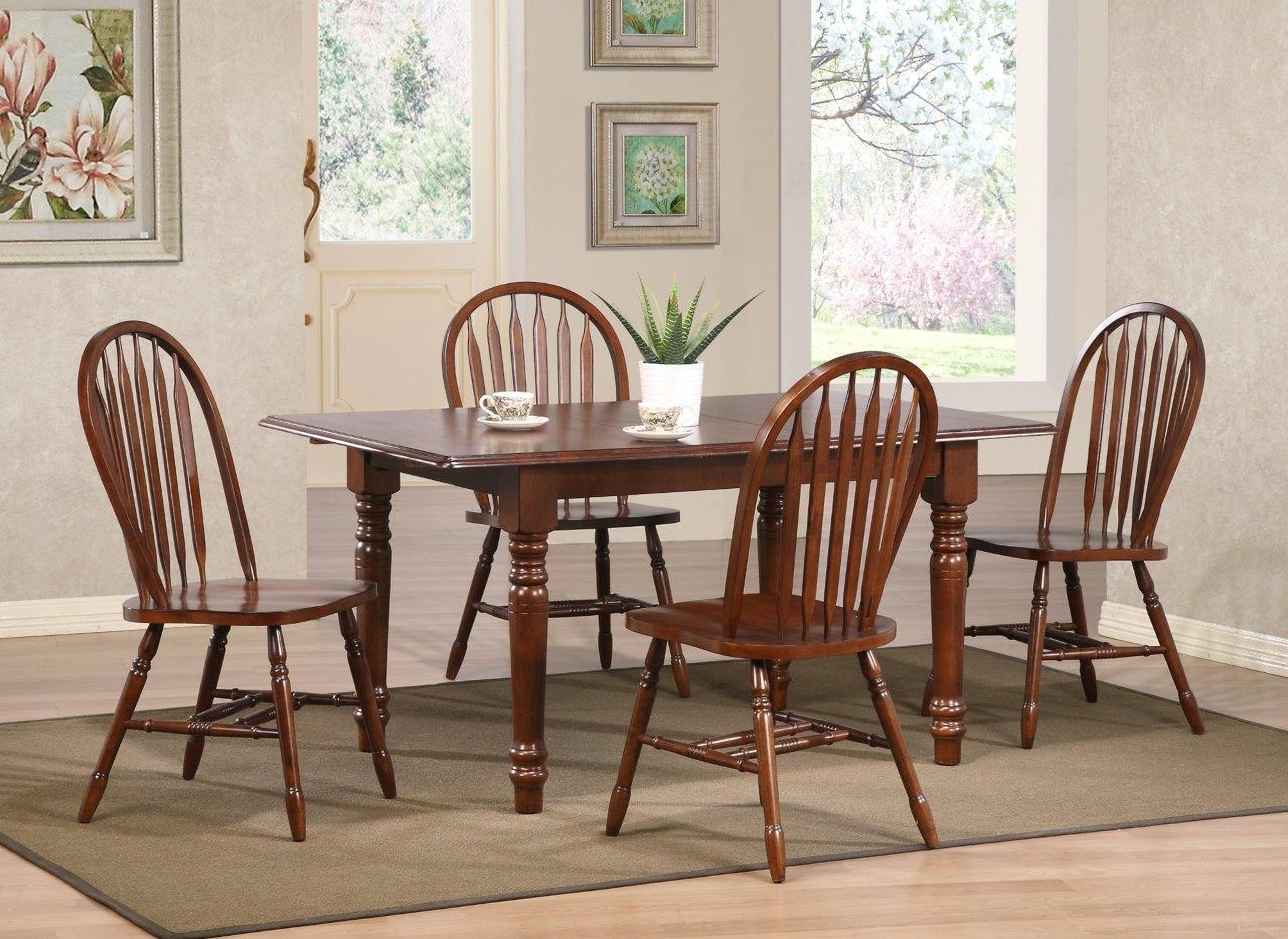 The appearance of Sunset Trading Andrews 5 Piece 60 Inch Rectangular Extendable Dining Set In Chestnut Brown designed by Sunset Trading in the modern / contemporary interior design. This chestnut brown piece of furniture was selected by 1StopBedrooms from Andrews Collection to add a touch of cosiness and style into your home. Sku: PK-TLB-3660-CT;DLU-820-CT;DLU-820-CT. Material: Wood.
