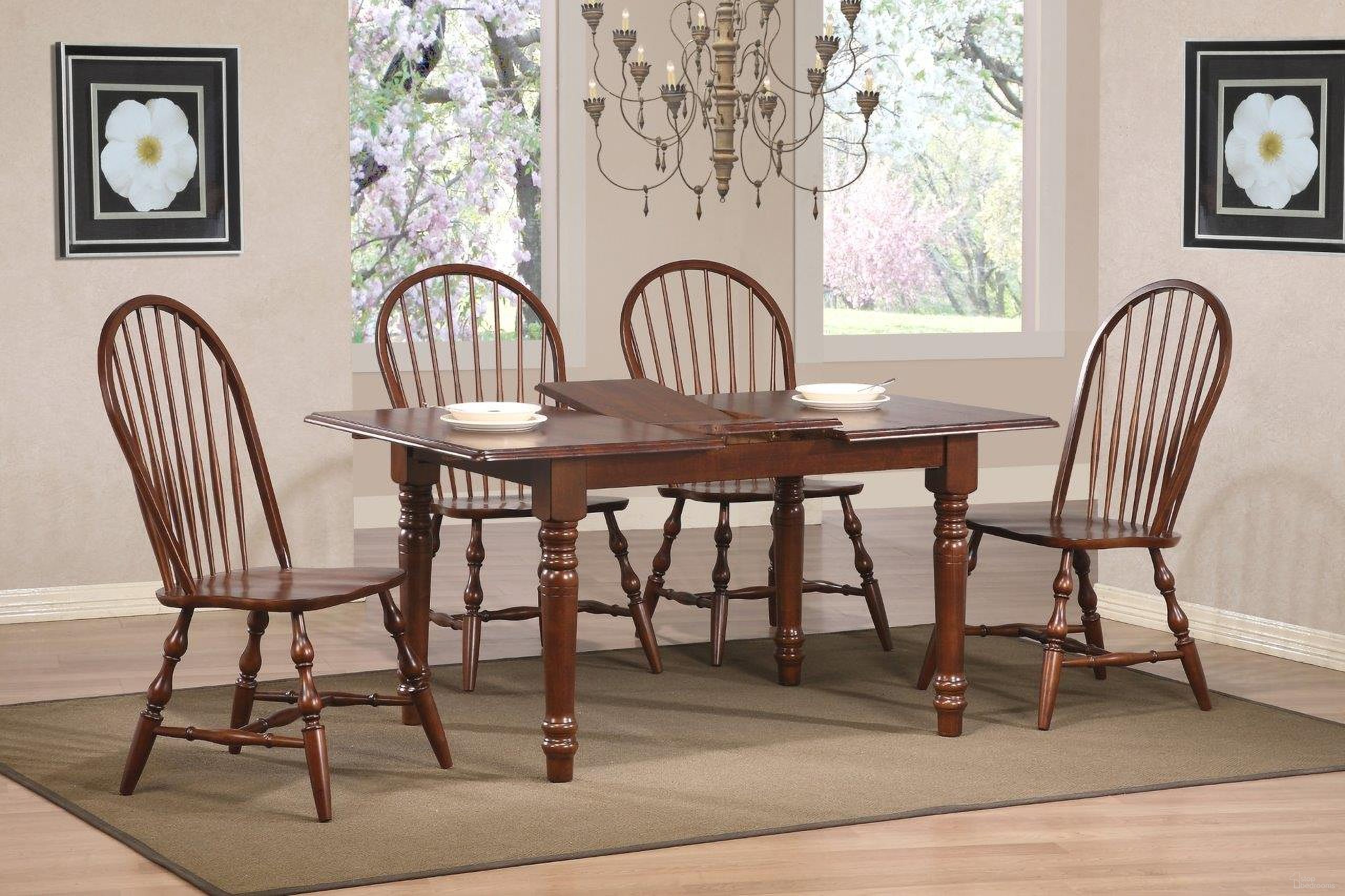 The appearance of Sunset Trading Andrews 5 Piece 60 Inch Rectangular Extendable Dining Set In Chestnut Brown designed by Sunset Trading in the modern / contemporary interior design. This chestnut brown piece of furniture was selected by 1StopBedrooms from Andrews Collection to add a touch of cosiness and style into your home. Sku: PK-TLB-3660-CT;DLU-C30-CT;DLU-C30-CT. Material: Wood.