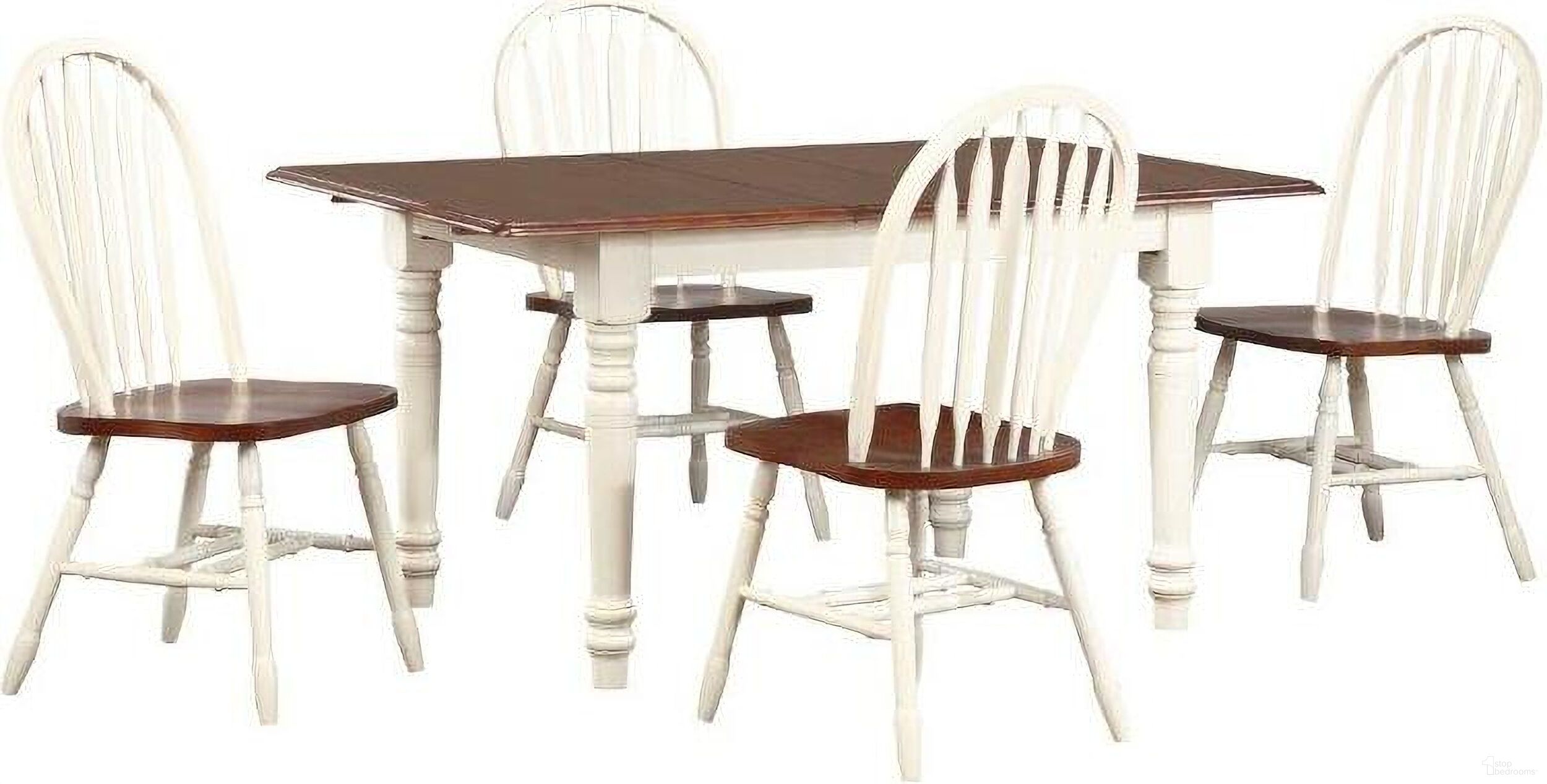 The appearance of andrews 5 Piece 48-60 Inch Rectangular Extendable Dining Set In Antique White and Chestnut Brown designed by Sunset Trading in the traditional interior design. This antique white and chestnut brown piece of furniture  was selected by 1StopBedrooms from Andrews Collection to add a touch of cosiness and style into your home. Sku: DLU-TLB-3660-AW;DLU-820-AW;DLU-820-AW. Material: Rubberwood.