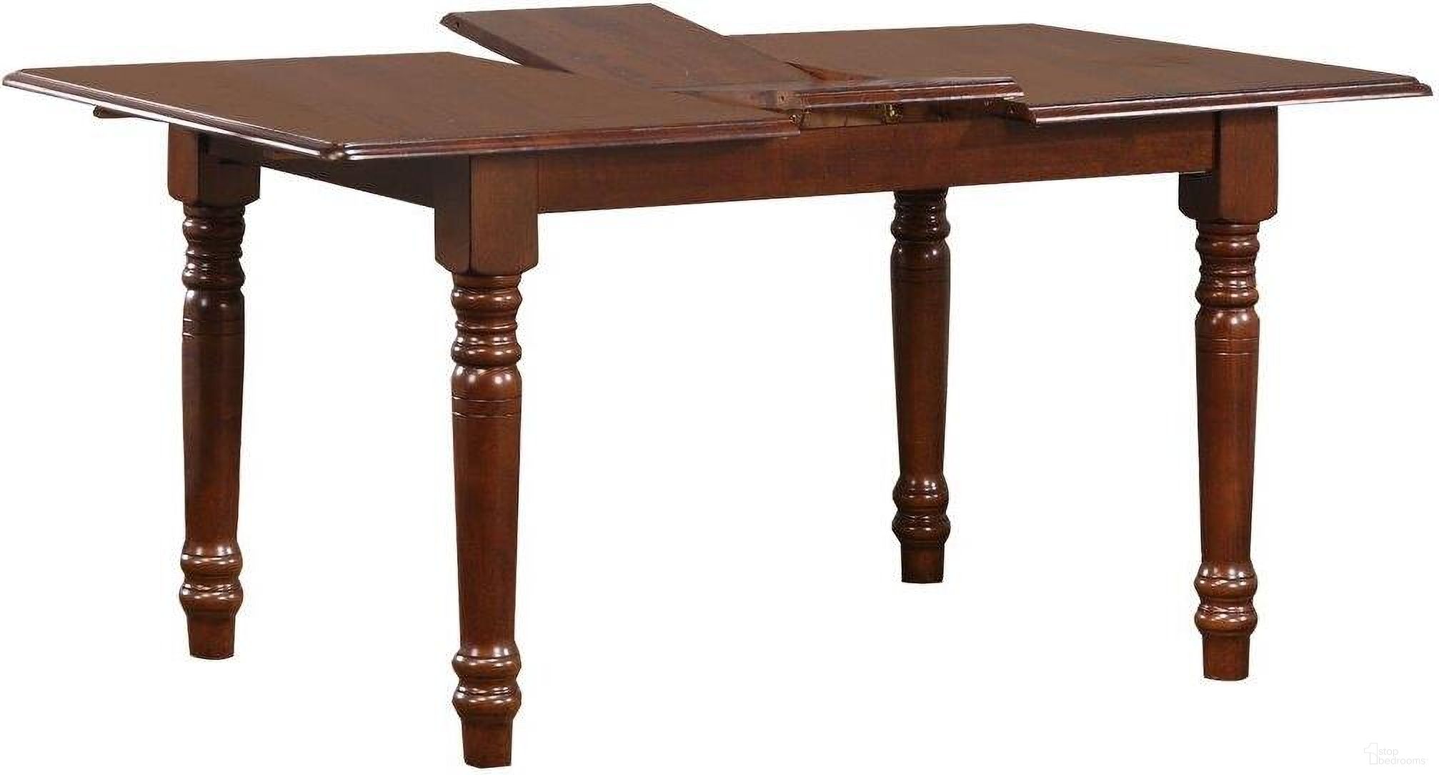 Sunset Trading Andrews 60 Inch Rectangular Extendable Butterfly Leaf Dining Table In Chestnut Brown