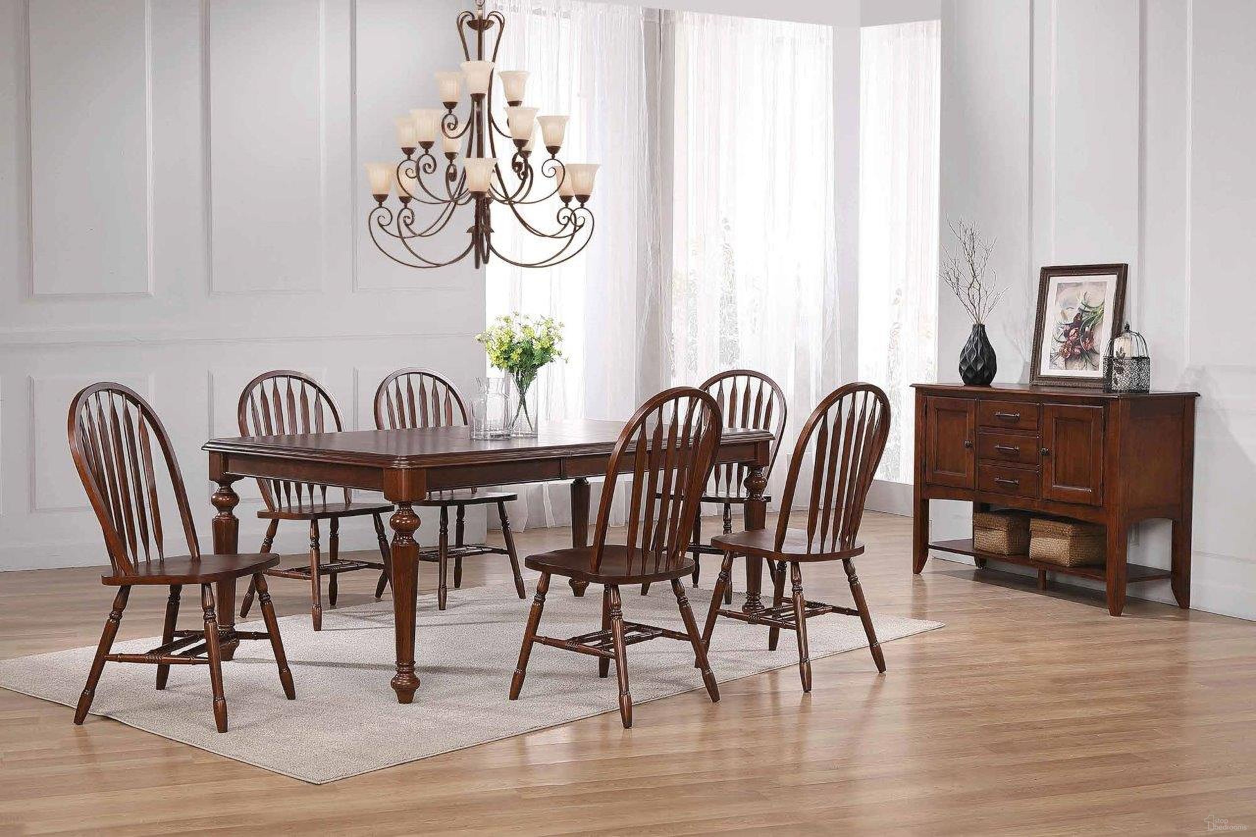 The appearance of Sunset Trading Andrews 8 Piece 76 Inch Rectangular Extendable Dining Set In Chestnut Brown designed by Sunset Trading in the transitional interior design. This chestnut brown piece of furniture was selected by 1StopBedrooms from Andrews Collection to add a touch of cosiness and style into your home. Sku: DLU-ADW-TLB-4276-CT;DLU-820-CT;DLU-820-CT;DLU-820-CT;DLU-ADW1122-SB-CT. Material: Wood.