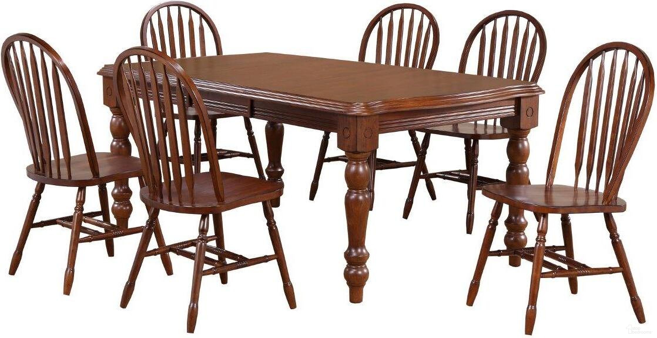 The appearance of Sunset Trading Andrews 9 Piece Extendable Dining Set with Arrowback Chairs designed by Sunset Trading in the modern / contemporary interior design. This chestnut brown piece of furniture was selected by 1StopBedrooms from Andrews Collection to add a touch of cosiness and style into your home. Sku: DLU-SLT-4272-CT;DLU-820-CT-2;DLU-820-CT-2;DLU-820-CT-2;DLU-820-CT-2. Material: Wood.