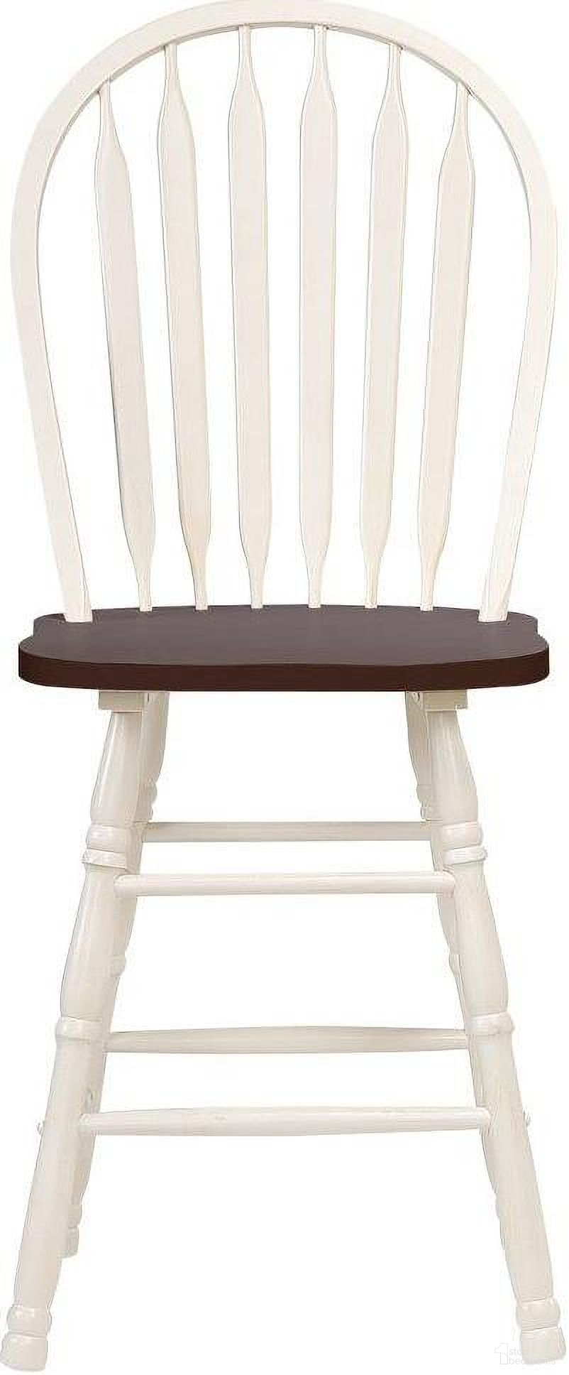 The appearance of Sunset Trading Andrews Arrowback 24 Inch Barstool Antique White And Brown Solid Wood Counter Height Stool Set Of 2 designed by Sunset Trading in the traditional interior design. This white and brown piece of furniture was selected by 1StopBedrooms from Andrews Collection to add a touch of cosiness and style into your home. Sku: DLU-B824-AW-RTA. Material: Wood.