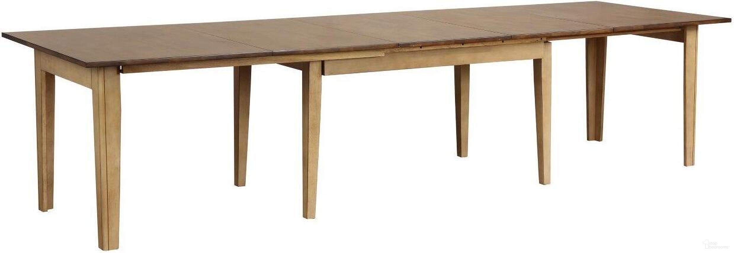 The appearance of Sunset Trading Brook 134 Inch Rectangular Extendable Dining Table designed by Sunset Trading in the traditional interior design. This two-tone brown piece of furniture was selected by 1StopBedrooms from Brook Collection to add a touch of cosiness and style into your home. Sku: DLU-BR-TL-134-PW-T;DLU-BR-TL-134-PW-B. Table Base Style: Legs. Material: Wood. Table Top Shape: Rectangular. Size: 40" x 134".