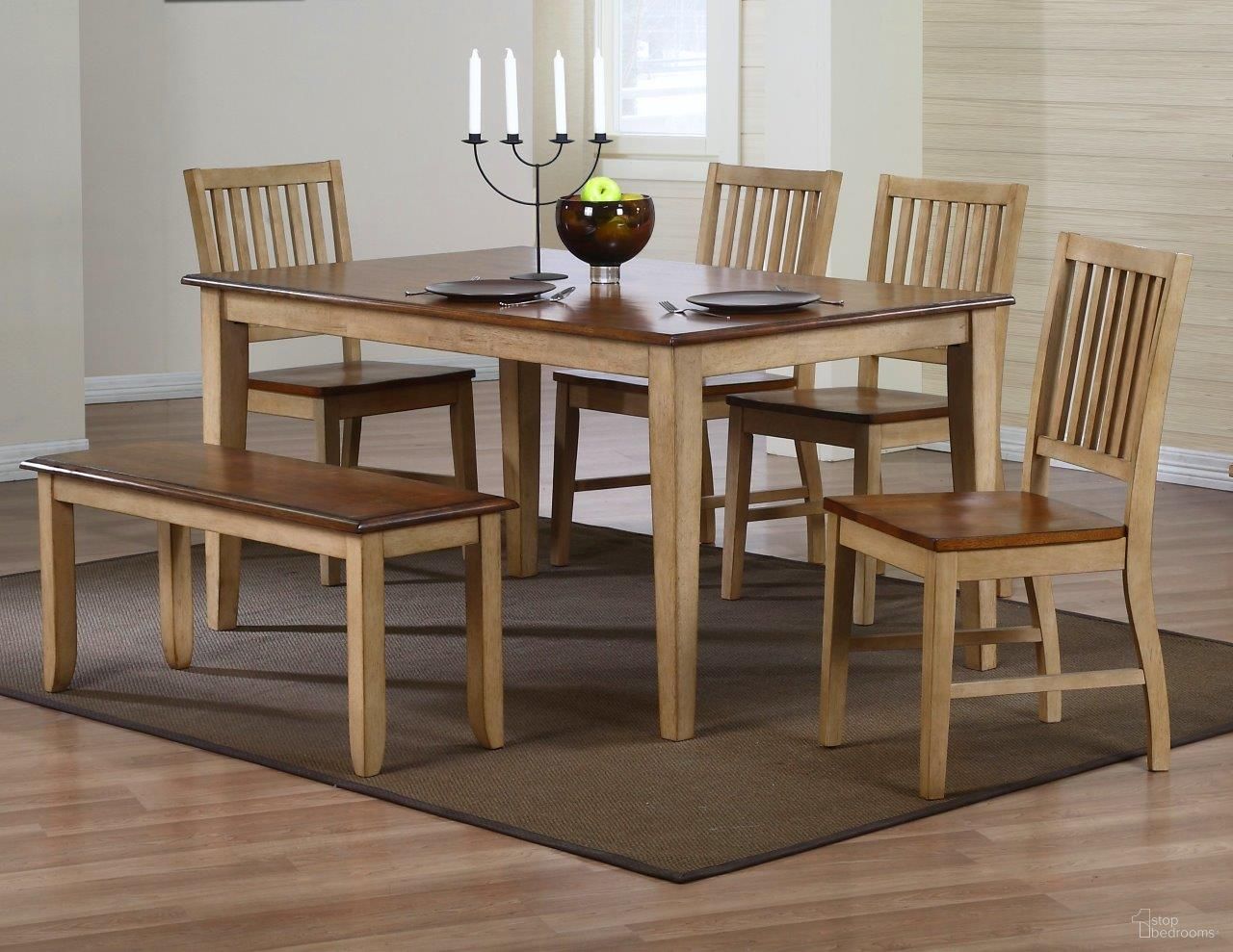The appearance of Sunset Trading Brook 6 Piece Rectangular Dining Set with Bench designed by Sunset Trading in the modern / contemporary interior design. This two-tone brown piece of furniture was selected by 1StopBedrooms from Brook Collection to add a touch of cosiness and style into your home. Sku: DLU-BR-TL-3660-PW;DLU-BR-C60-PW-2;DLU-BR-C60-PW-2;DLU-BR-BENCH-PW-RTA. Material: Wood.