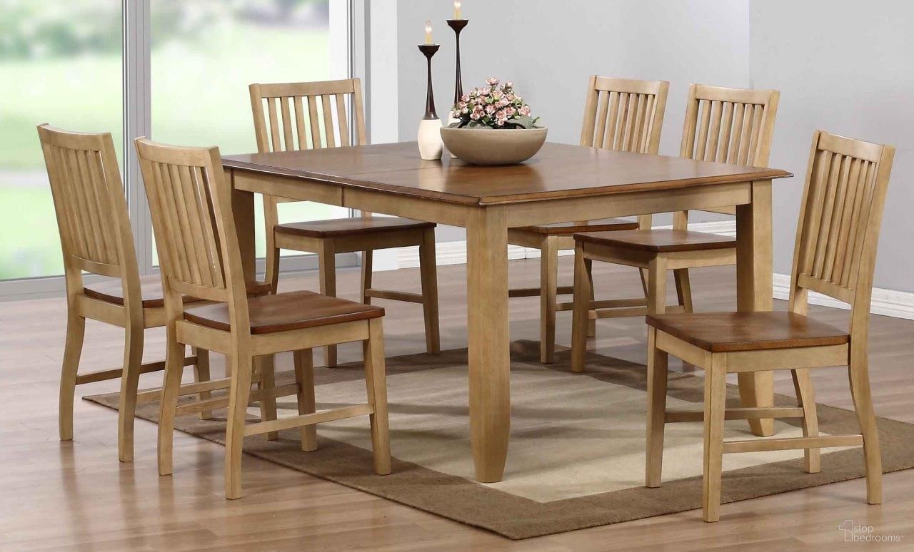 The appearance of Sunset Trading Brook 7 Piece Extendable Table Dining Set designed by Sunset Trading in the country / farmhouse interior design. This two-tone brown piece of furniture was selected by 1StopBedrooms from Brook Collection to add a touch of cosiness and style into your home. Sku: DLU-BR-TL-4272-PW;DLU-BR-C60-PW-2;DLU-BR-C60-PW-2;DLU-BR-C60-PW-2. Material: Wood.