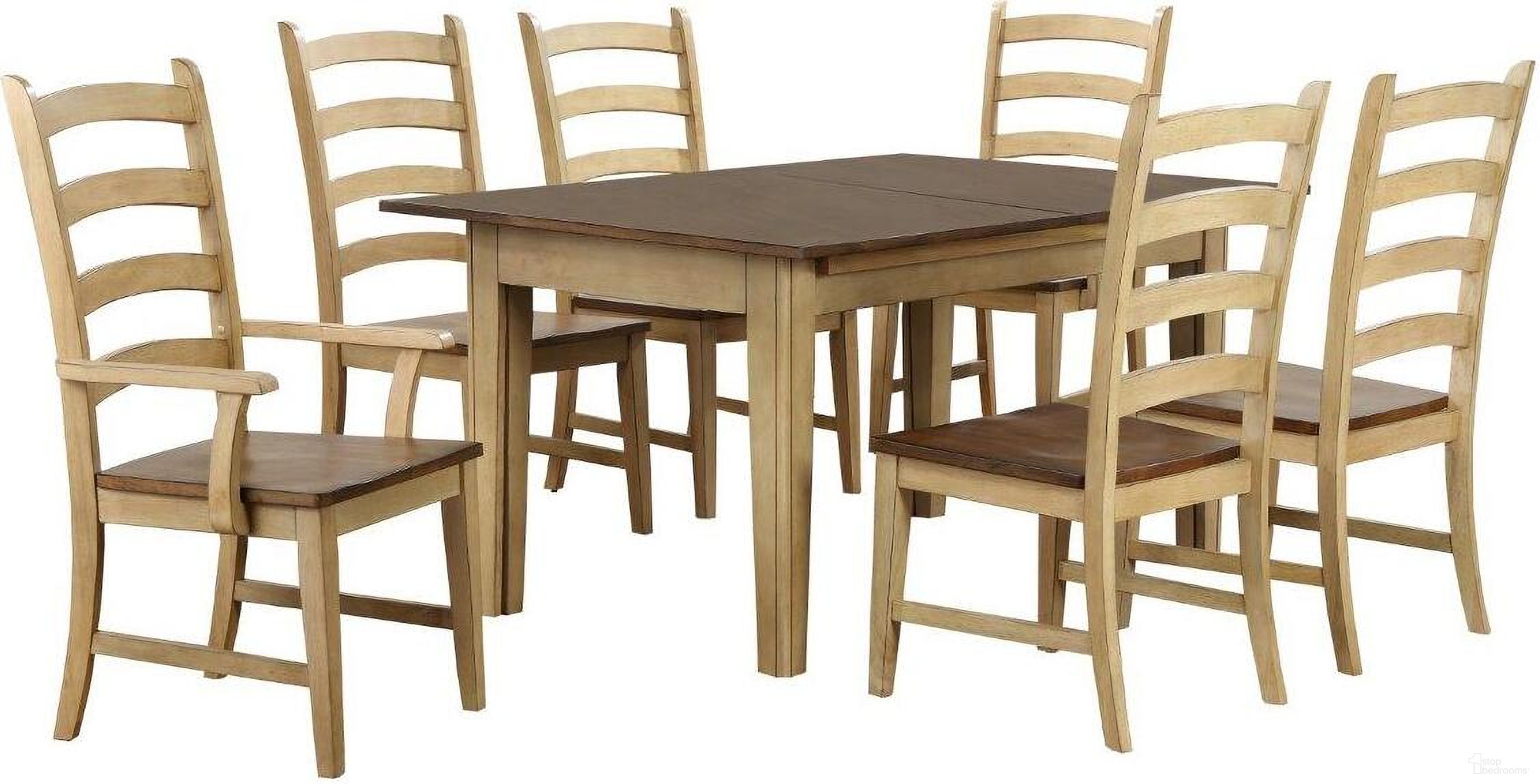The appearance of Sunset Trading Brook 7 Piece Rectangular Extendable Dining Set designed by Sunset Trading in the traditional interior design. This two-tone brown piece of furniture  was selected by 1StopBedrooms from Brook Collection to add a touch of cosiness and style into your home. Sku: DLU-BR-TL-134-PW-T;DLU-BR-TL-134-PW-B;DLU-BR-C80-PW-2;DLU-BR-C80-PW-2;DLU-BR-C80-PW-A-2. Material: Wood.